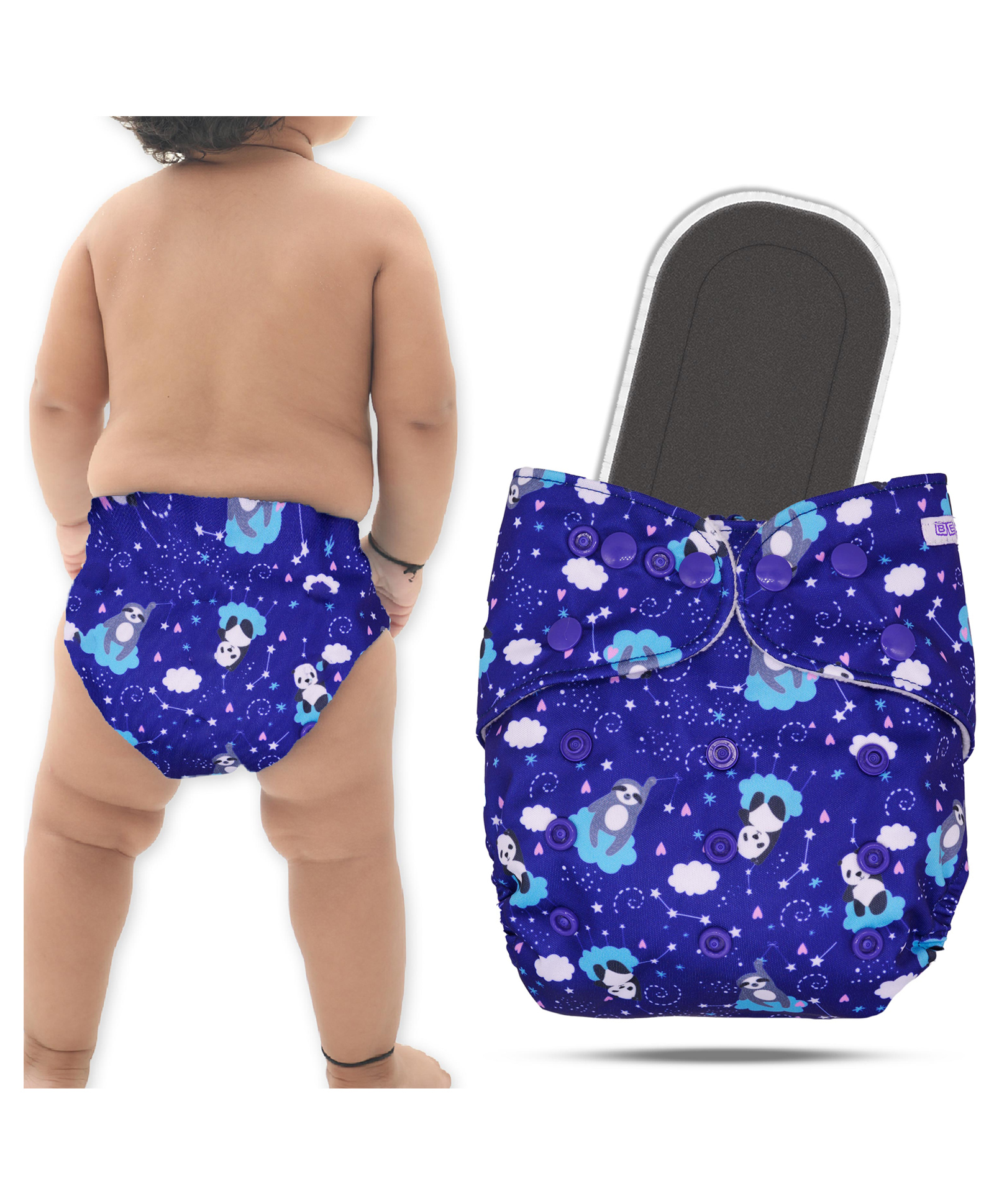 Bembika A Plus Printed Cloth Diaper With Bamboo Charcoal inserts for Babies Washable & Reusable Cloth Nappies For Baby Leakproof And Wetfree Adjustable Cloth Diapers -(BE2657)-picture-42
