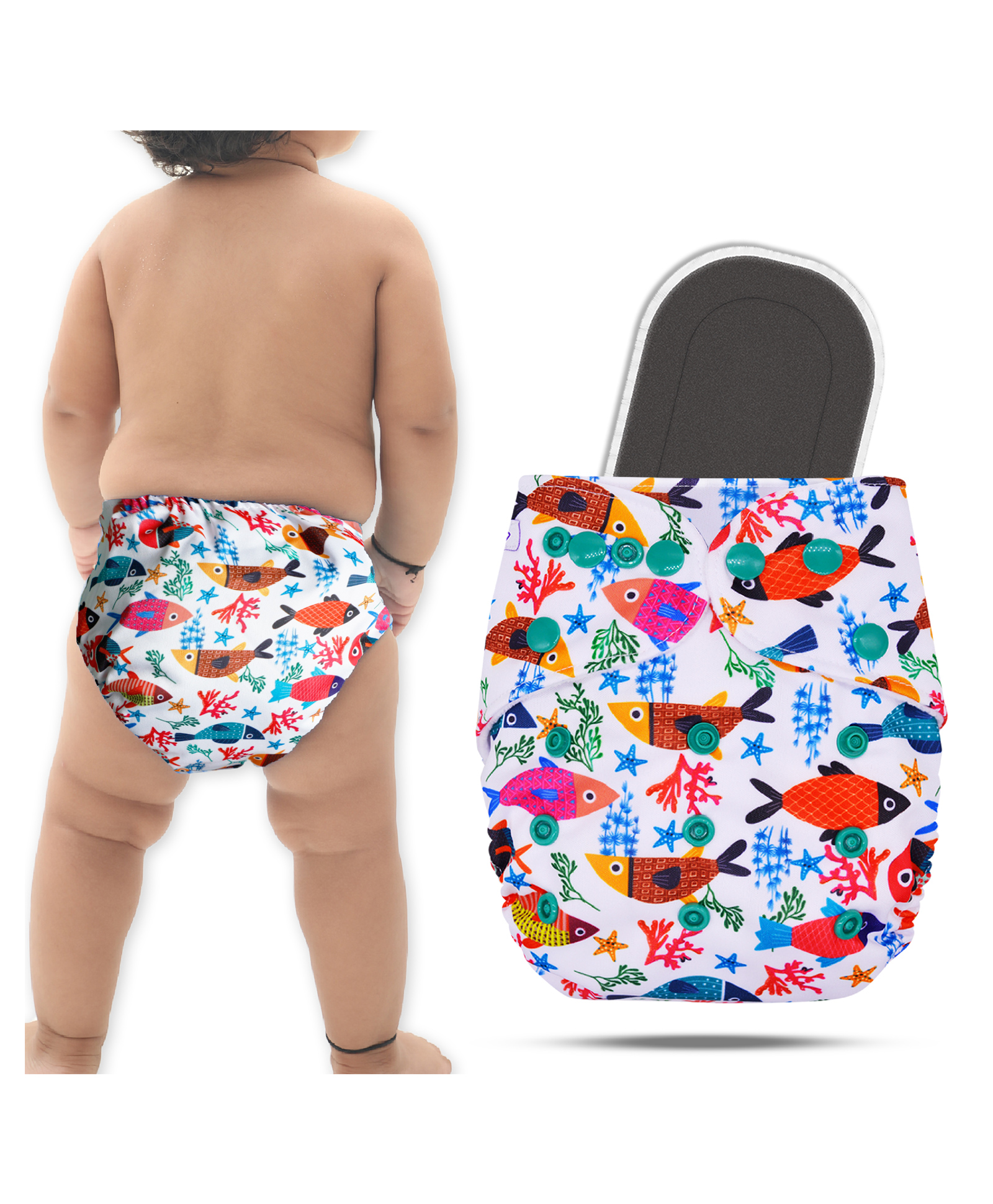 Bembika A Plus Printed Cloth Diaper With Bamboo Charcoal inserts for Babies Washable & Reusable Cloth Nappies For Baby Leakproof And Wetfree Adjustable Cloth Diapers -(BE2658)-picture-37