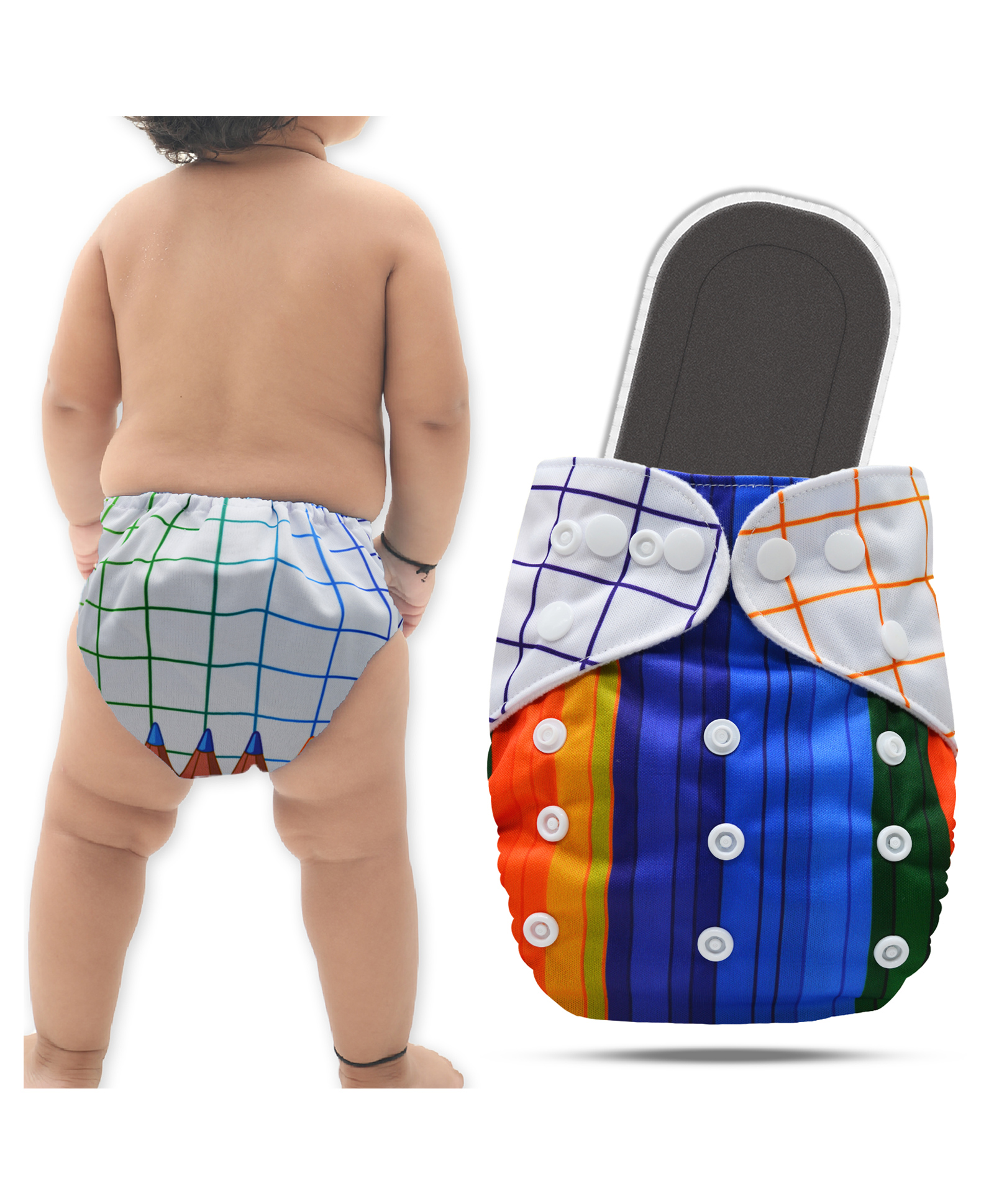 Bembika A Plus Printed Cloth Diaper With Bamboo Charcoal inserts for Babies Washable & Reusable Cloth Nappies For Baby Leakproof And Wetfree Adjustable Cloth Diapers -(BE2659)-picture-44