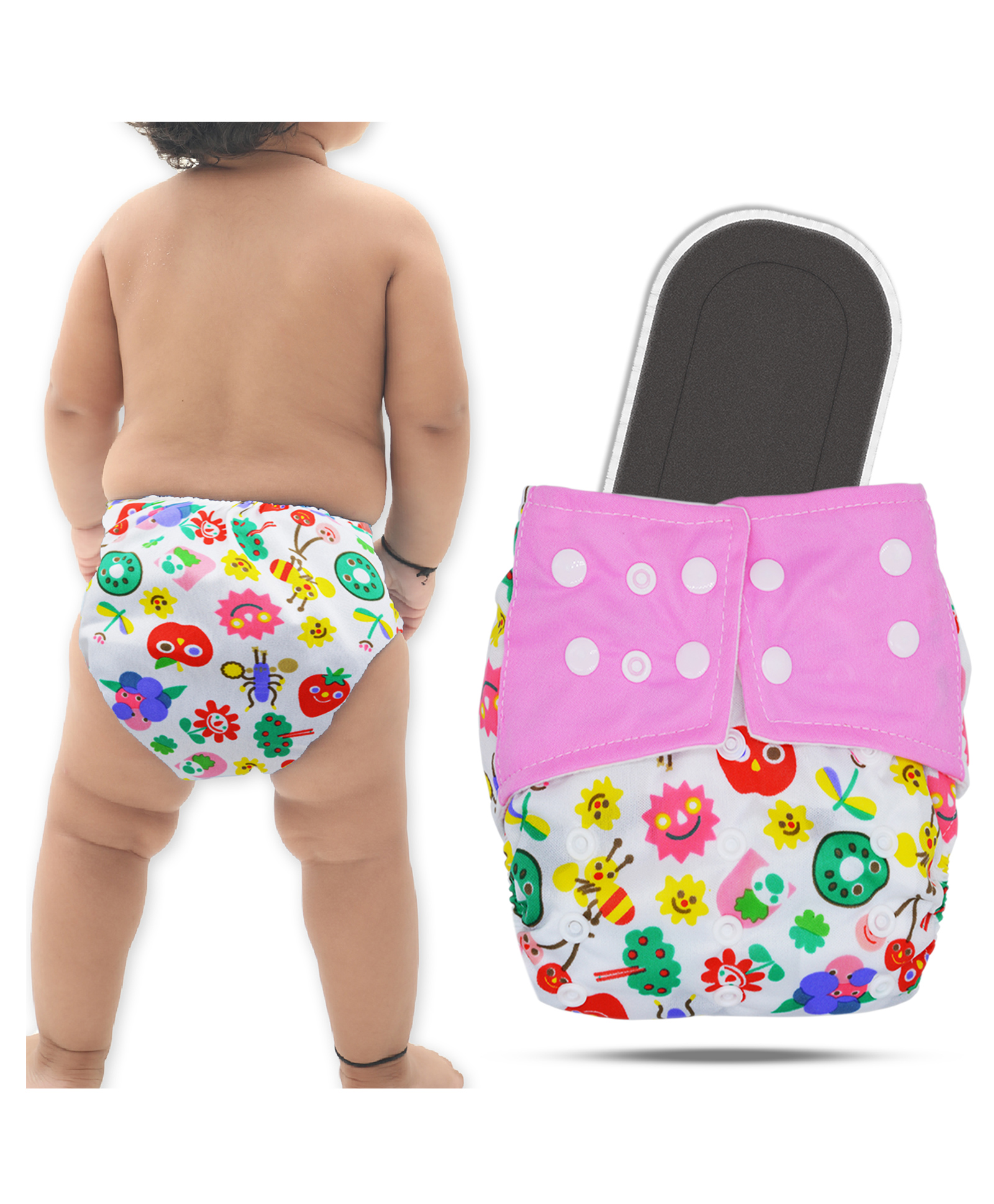Bembika A Plus Printed Cloth Diaper With Bamboo Charcoal inserts for Babies Washable & Reusable Cloth Nappies For Baby Leakproof And Wetfree Adjustable Cloth Diapers -(BE2662)-picture-35