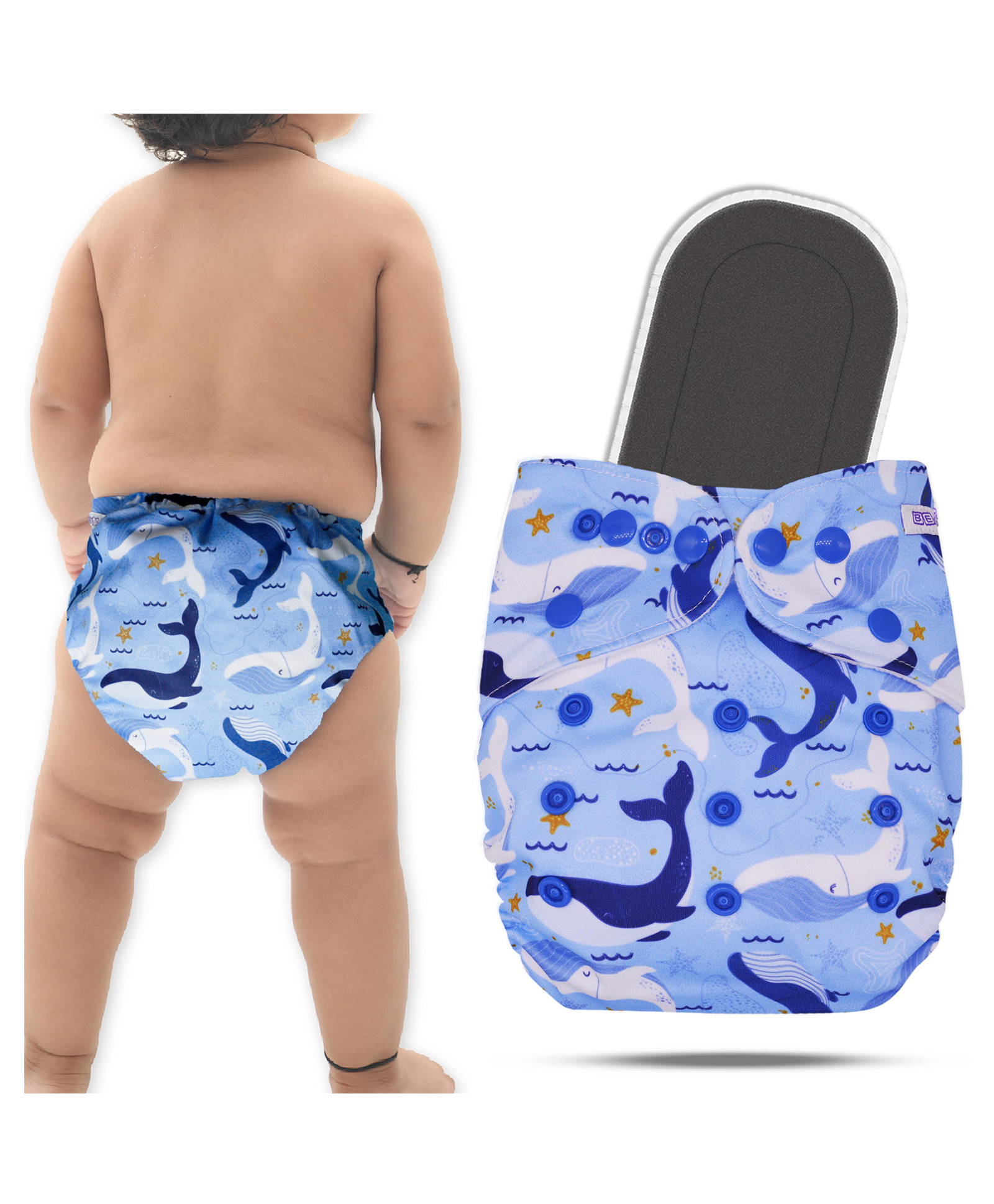 Bembika A Plus Printed Cloth Diaper With Bamboo Charcoal inserts for Babies Washable & Reusable Cloth Nappies For Baby Leakproof And Wetfree Adjustable Cloth Diapers -(BE2669)-picture-46