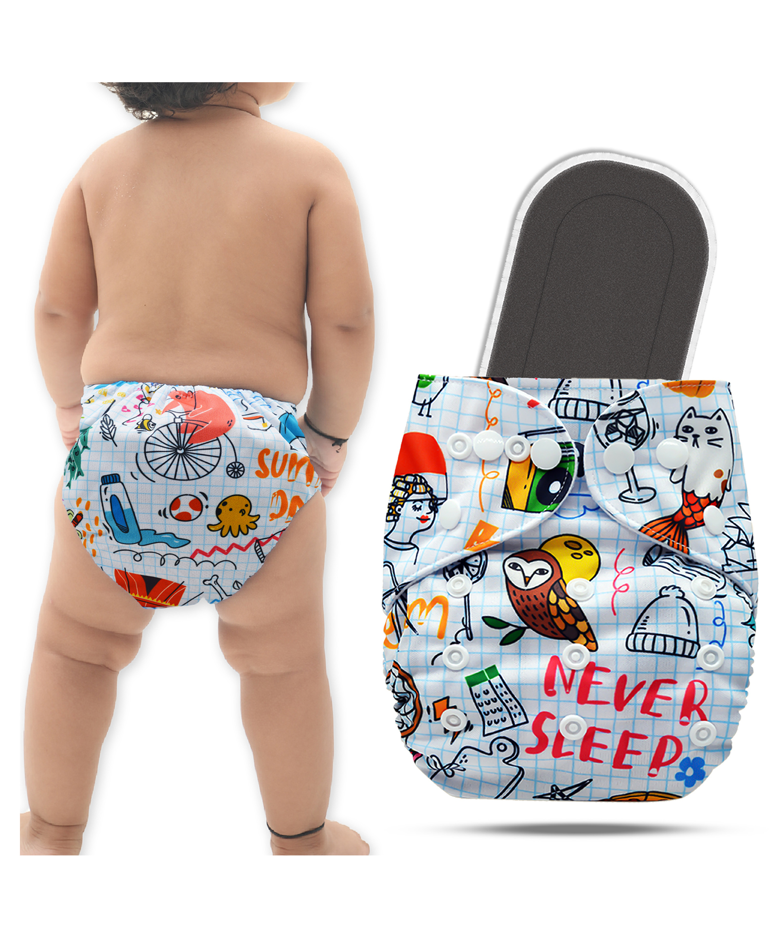 Bembika A Plus Printed Cloth Diaper With Bamboo Charcoal inserts for Babies Washable & Reusable Cloth Nappies For Baby Leakproof And Wetfree Adjustable Cloth Diapers -(BE2670)-picture-23