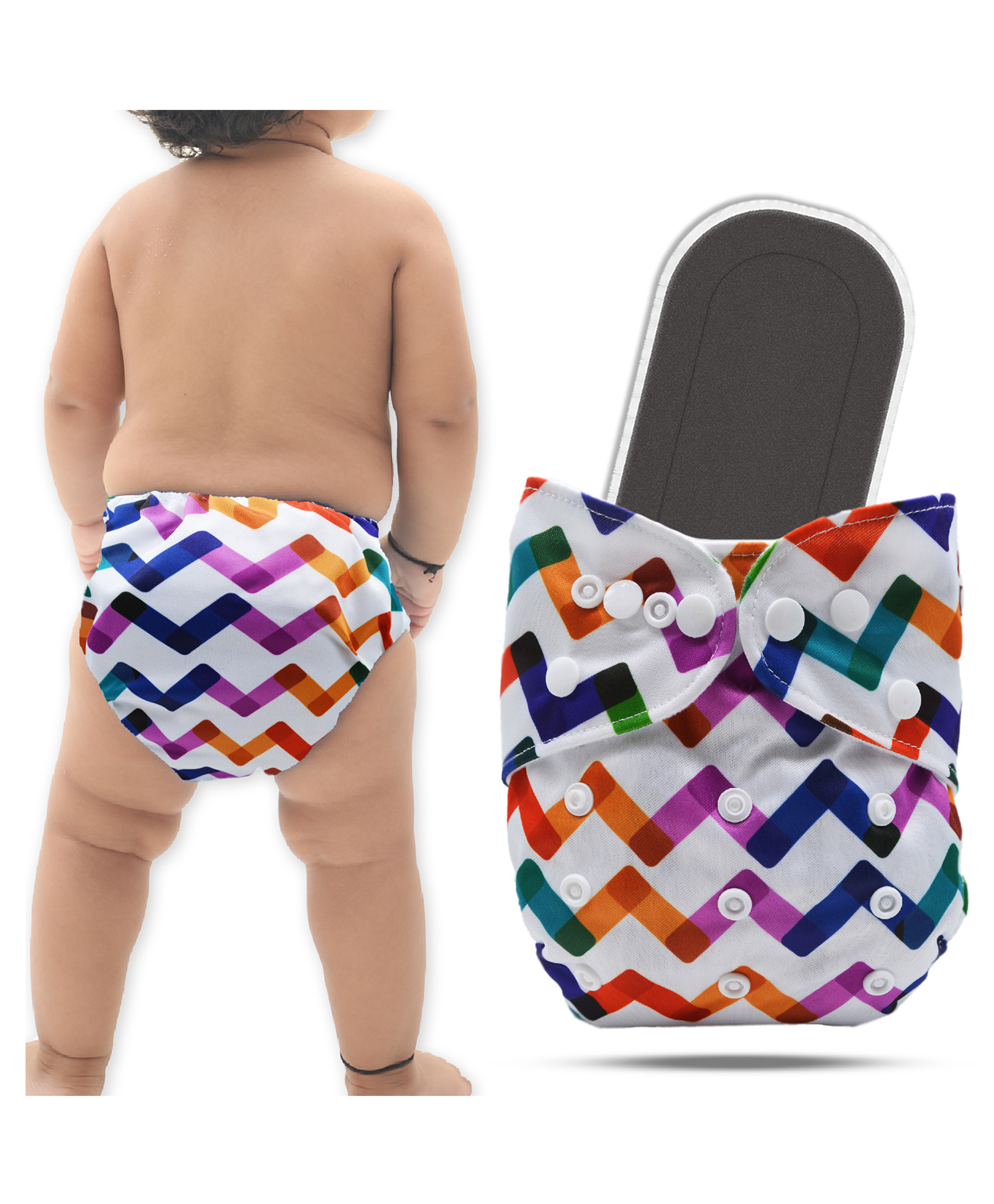 Bembika A Plus Printed Cloth Diaper With Bamboo Charcoal inserts for Babies Washable & Reusable Cloth Nappies For Baby Leakproof And Wetfree Adjustable Cloth Diapers -(BE2672)-picture-10