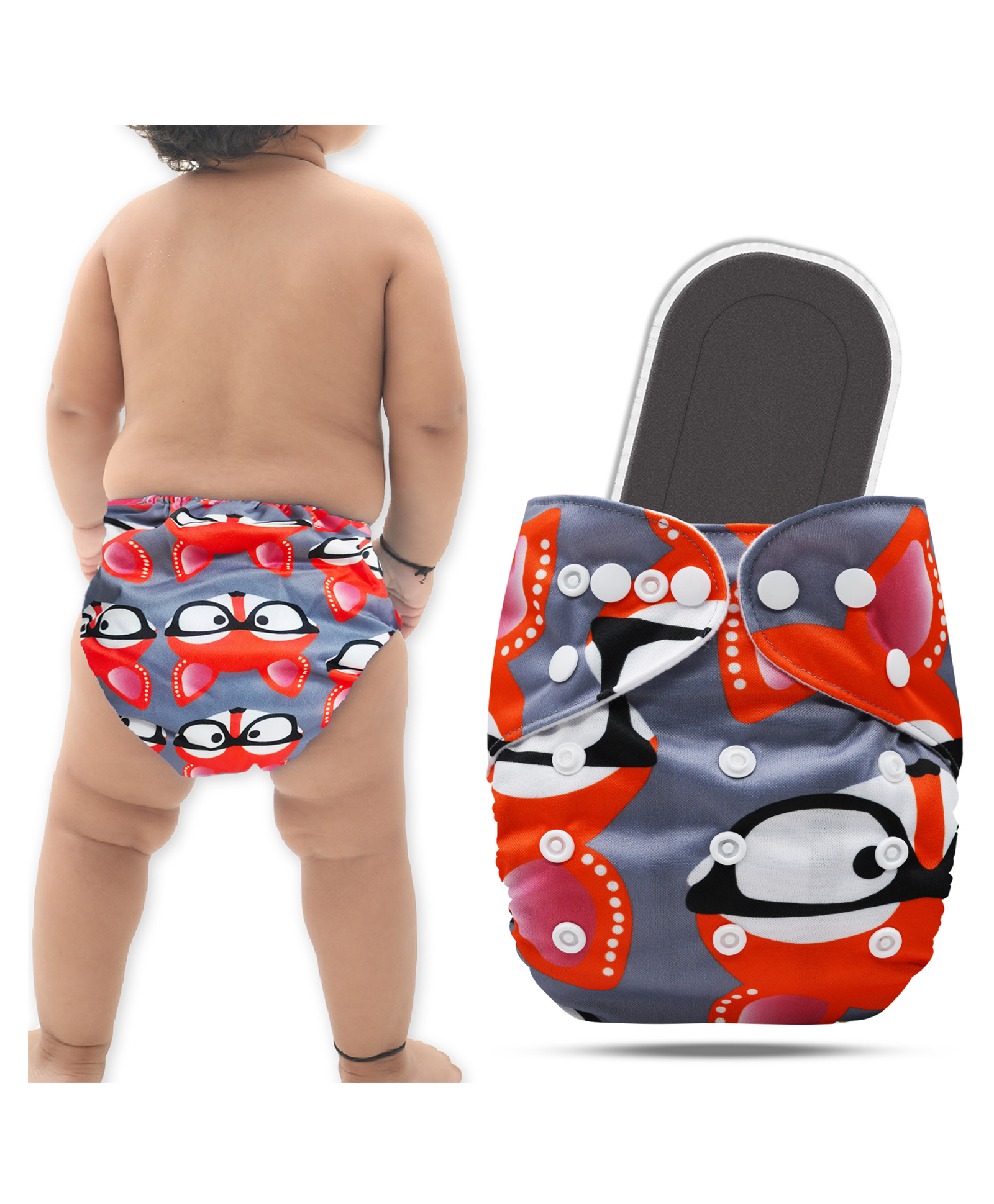 Bembika A Plus Printed Cloth Diaper With Bamboo Charcoal inserts for Babies Washable & Reusable Cloth Nappies For Baby Leakproof And Wetfree Adjustable Cloth Diapers -(BE2653)-picture-32