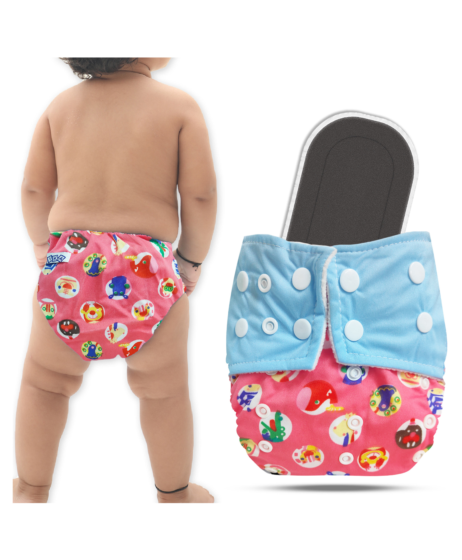 Bembika A Plus Printed Cloth Diaper With Bamboo Charcoal inserts for Babies Washable & Reusable Cloth Nappies For Baby Leakproof And Wetfree Adjustable Cloth Diapers -(BE2665)-picture-43