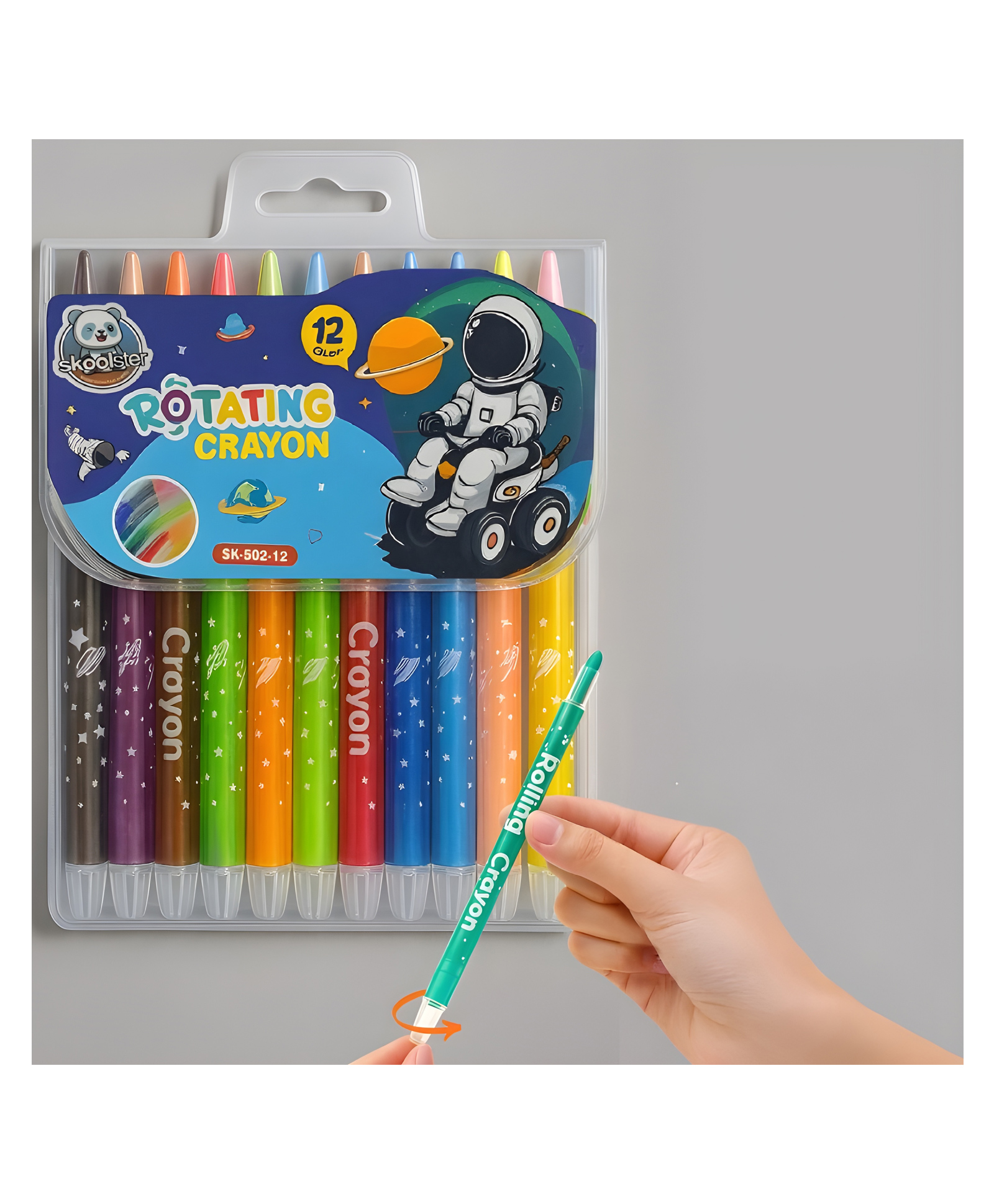 Skoolster 12 shades Twist crayons with Anti-Breakage body, Bright & Playful colors, Smooth Japanese technology - Multicolor-image-9