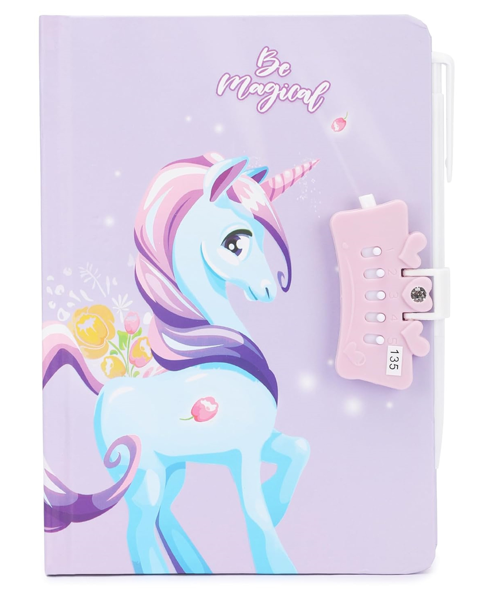 Skoolster Number Lock Diary with Pen A5 Size, 100 Pages, Single Ruled Secret Journal Notebook for Kids & Teens PU Cover, 80 GSM Ideal for Writing, Drawing, Journaling ( Lilac)-image-2