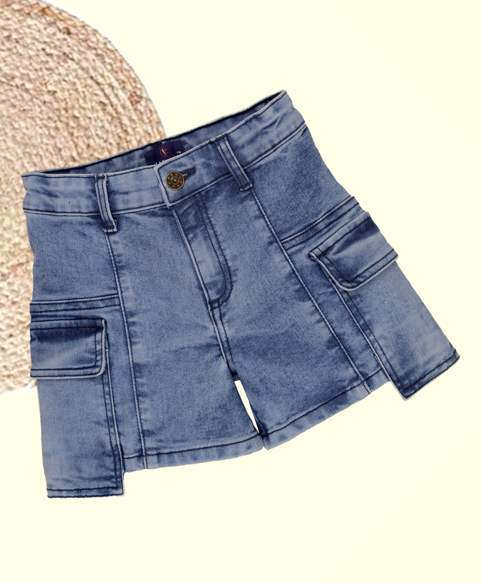 Kiddopanti Denim Cut & Sew Shorts - Light Blue-picture-25