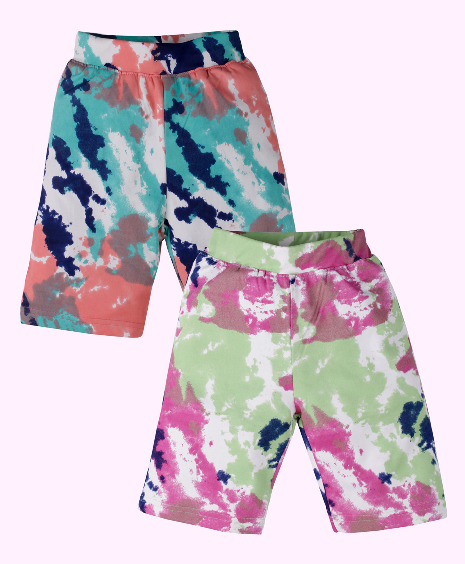 Kiddopanti Pack Of 2 Tie Dye Cycling Shorts - Coral Green & Blue-image-8