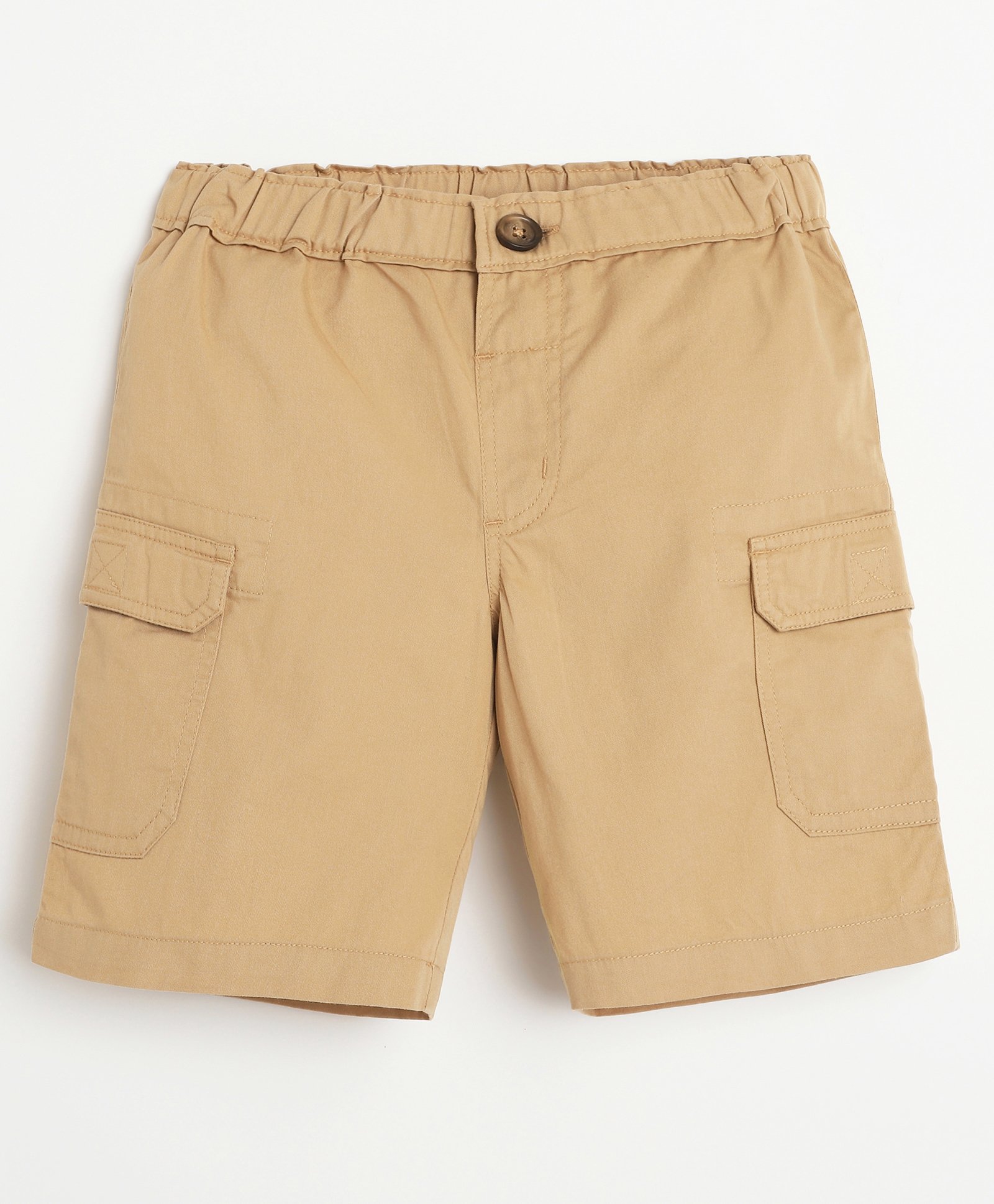 Campana 100% Cotton Woven Solid Cargo Shorts - Beige-picture-32