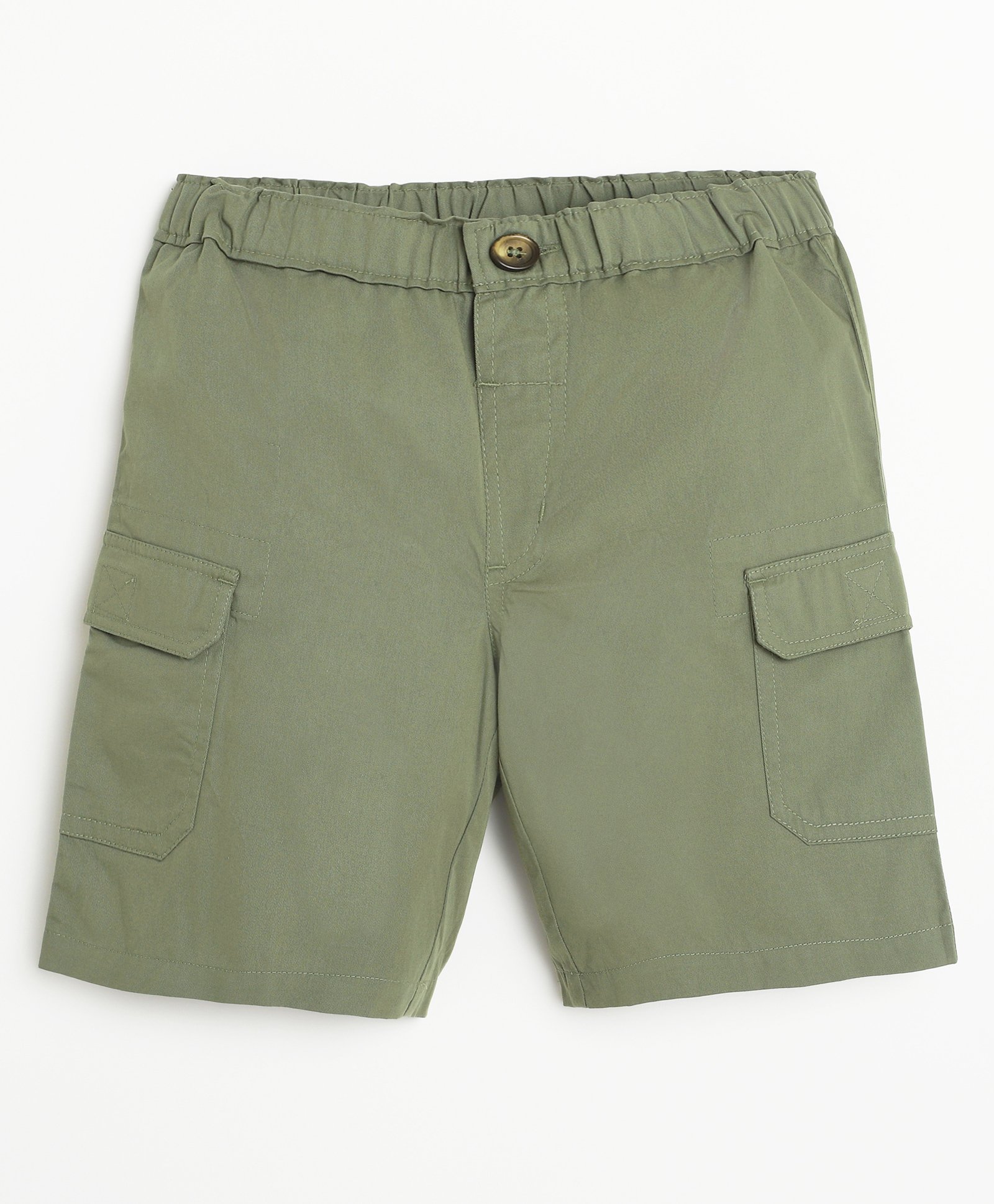 Campana 100% Cotton Woven Solid Cargo Shorts - Sage Green-picture-20