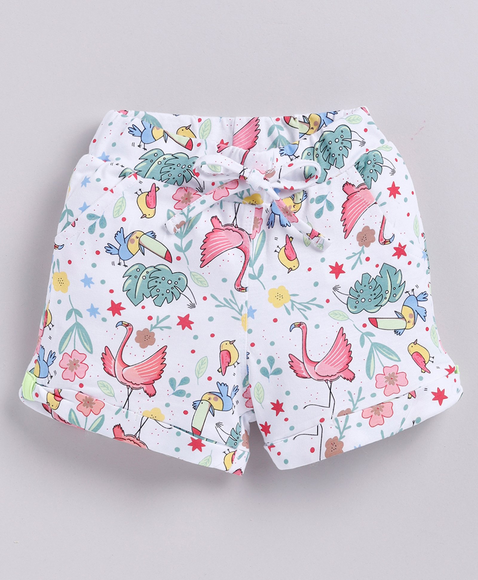 Biskid Sinker Birds Printed Shorts - White & Pink-picture-26