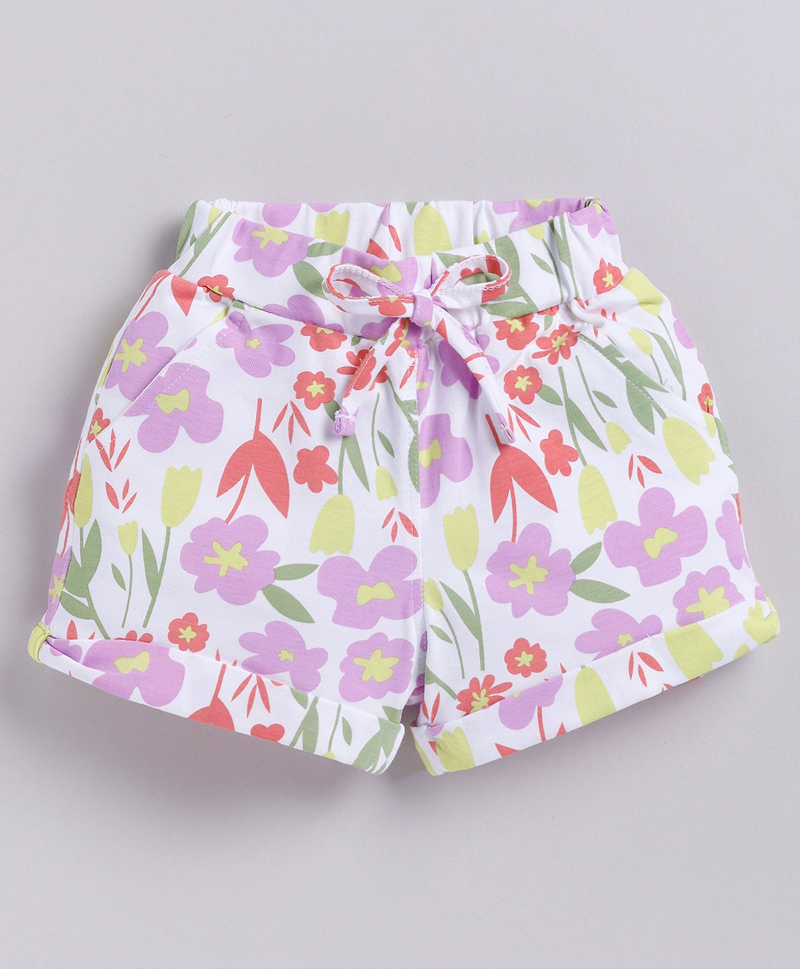 Biskid Sinker Floral Printed Shorts - White & Violet-picture-24