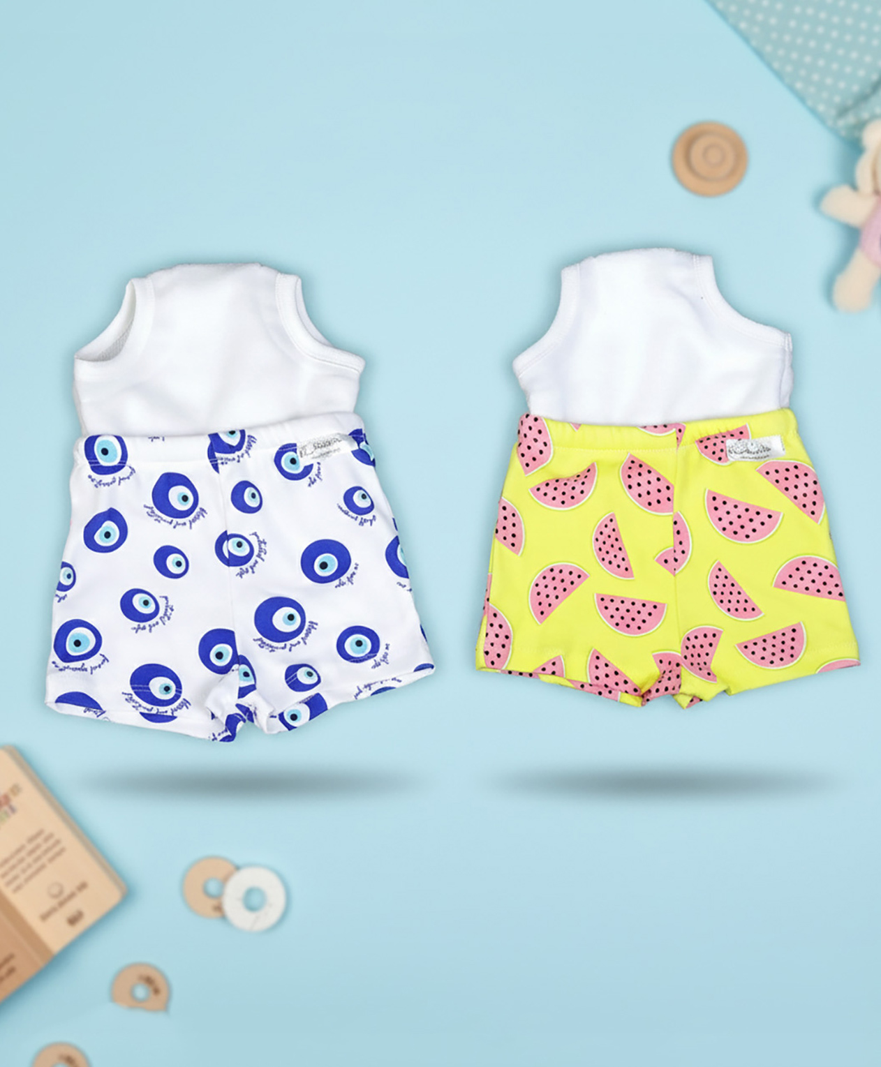 Snugkins Potty Training Shorts for Toddlers,Boys & Girls|100% Cotton Size 2 (2-3 years)-Pack of 2-EvilEye & Watermelon-picture-34