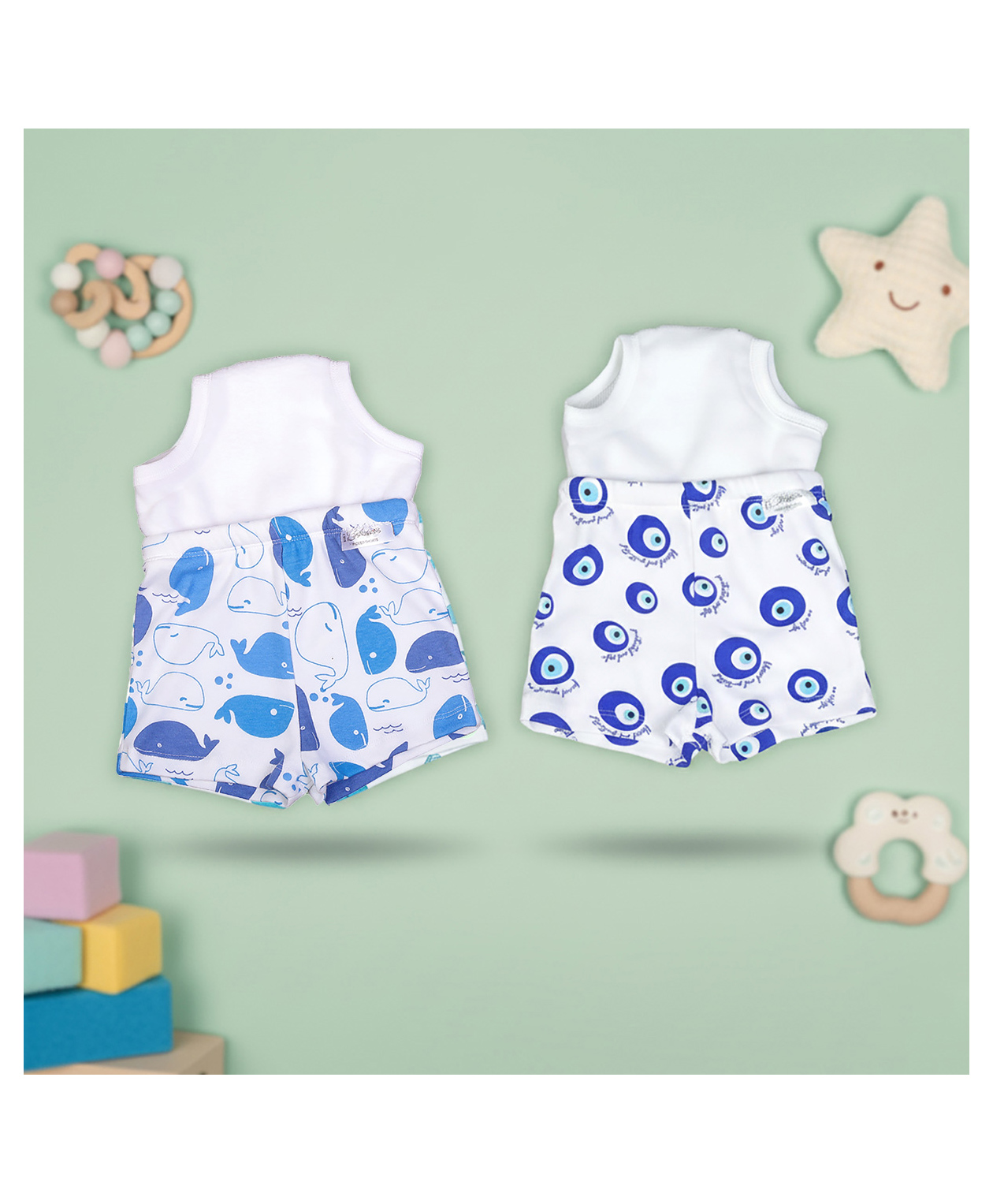 Snugkins Potty Training Shorts for Toddlers,Boys & Girls|100% Cotton Size 1 (1-2 years)-Pack of 2-EvilEye & Whale-picture-48