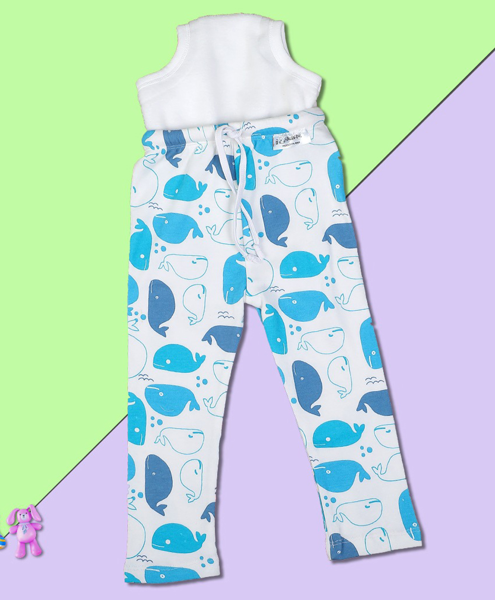Snugkins Diaper Pant Potty Training Pajamas for Boys & Girls | 100% Cotton (Size 1, 1-2 Years) - Pack of1 - Whale-image-29