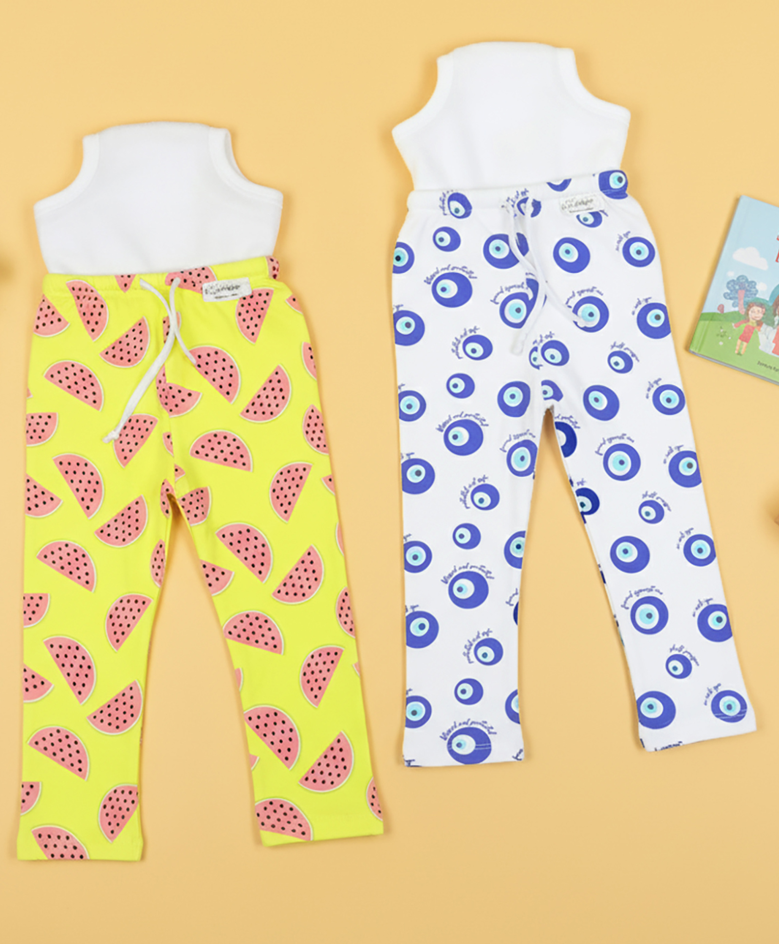 Snugkins Diaper Pant Potty Training Pajamas for Boys & Girls|100% Cotton Size 4 (4-5 years)-Pack 2-EvilEye & Watermelon-picture-31