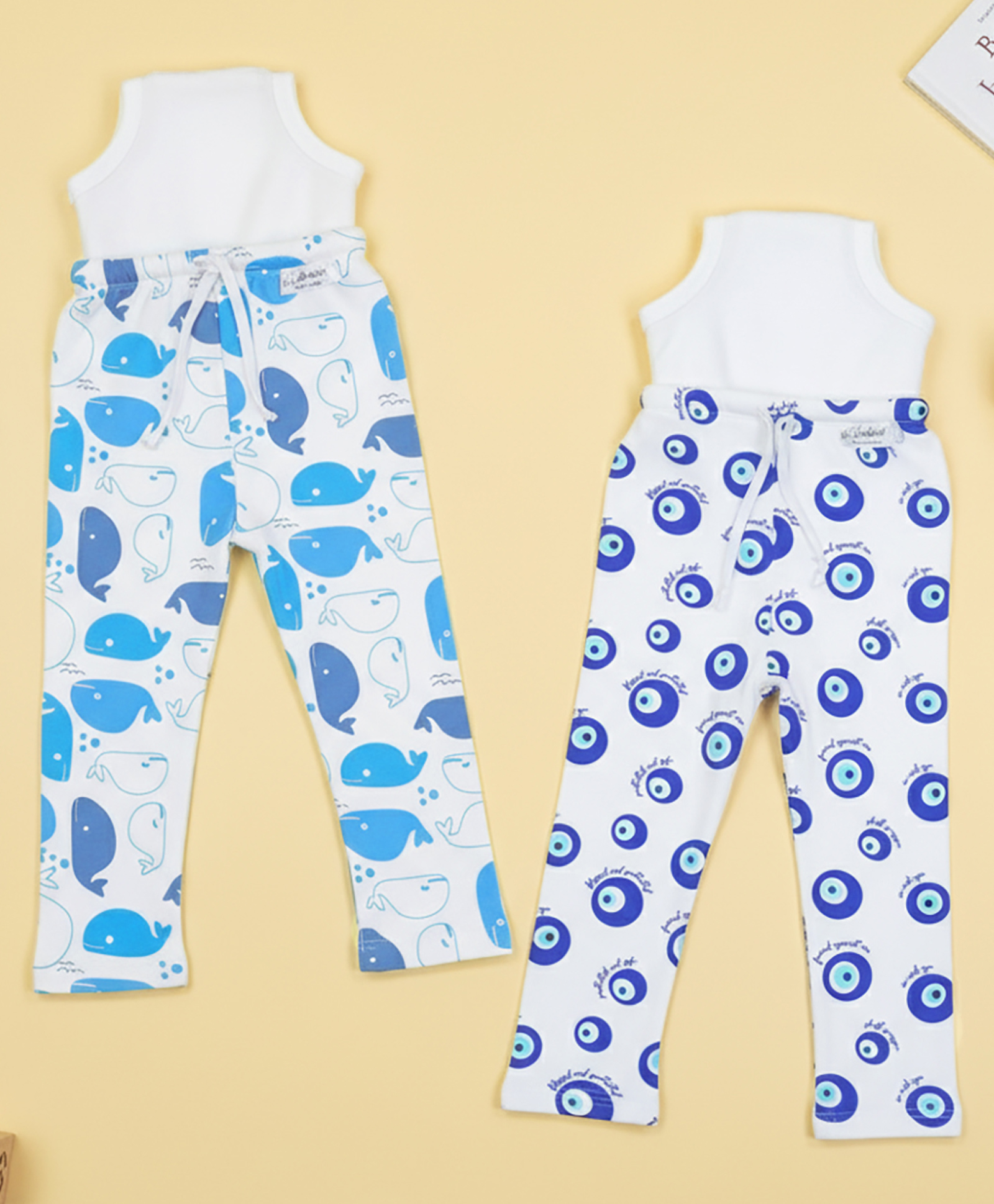 Snugkins Diaper Pant Potty Training Pajamas 100% Cotton Pack of 2 - White & Blue-picture-2