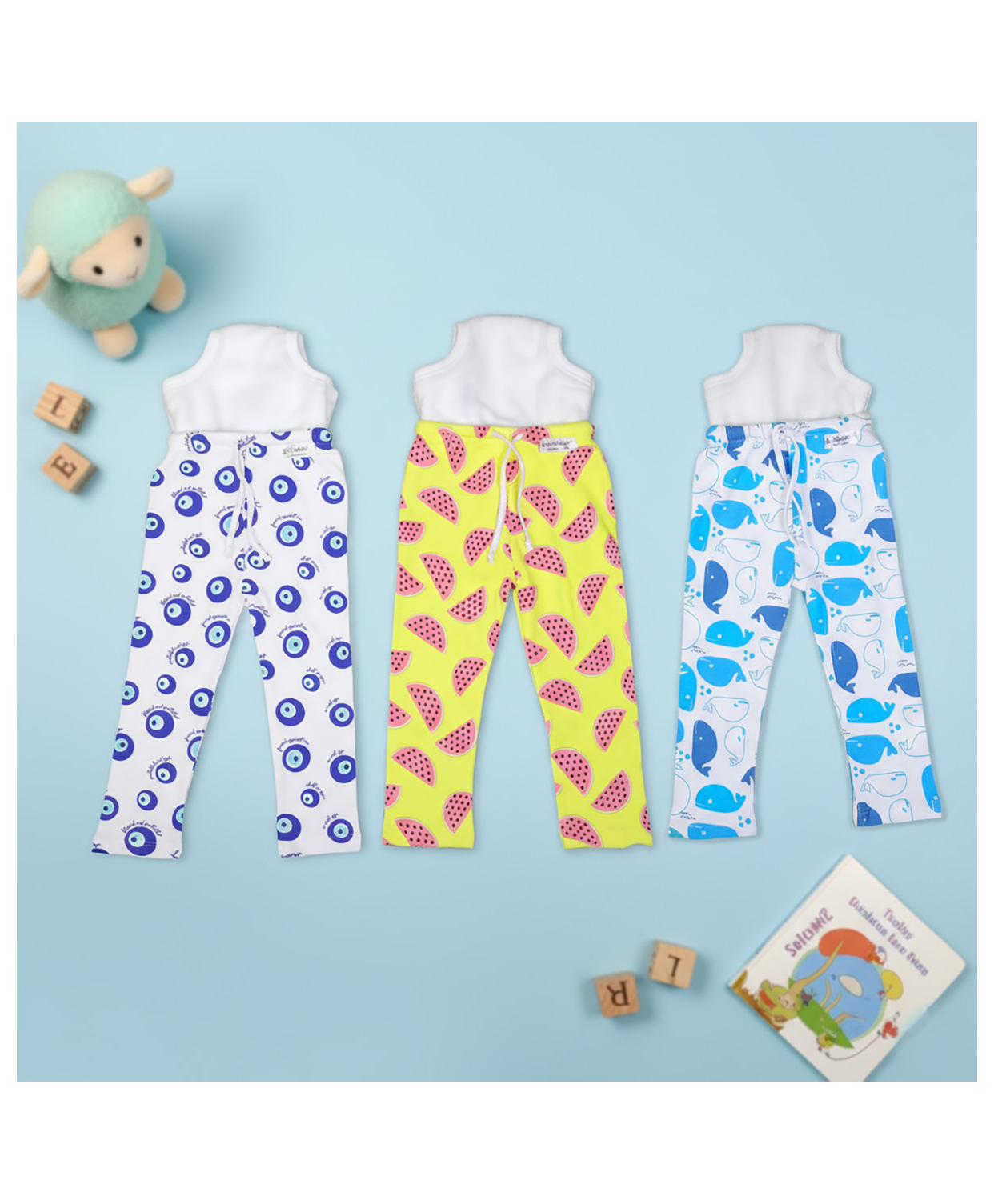 Snugkins Diaper Pant Potty Training Pajamas 100% Cotton Pack of 3 - Multicolor-picture-9