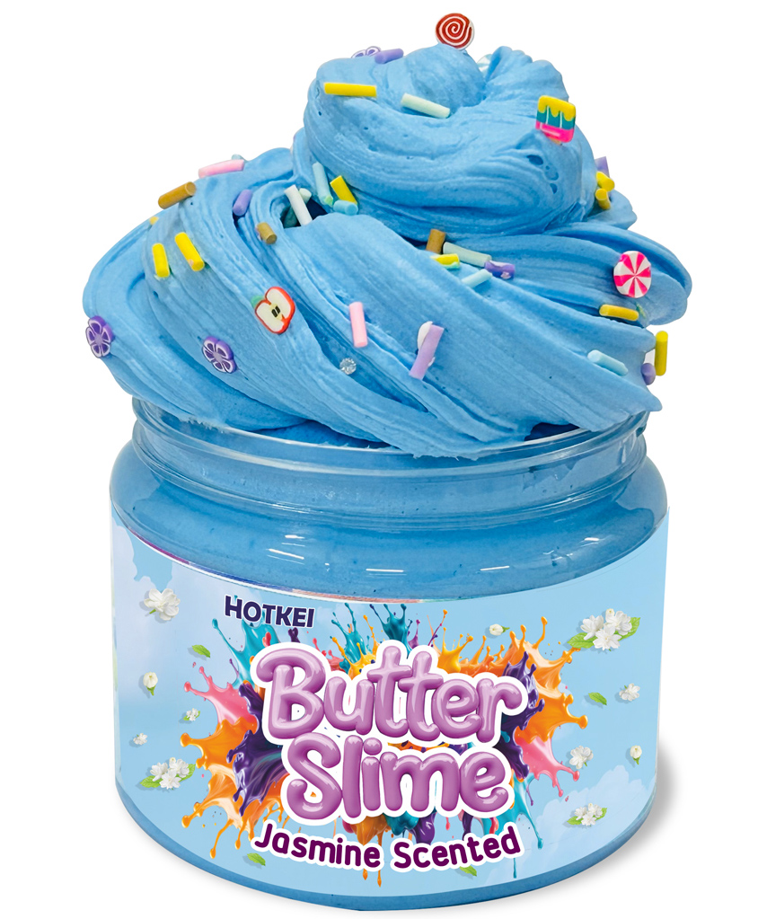 HOTKEI Blue Jasmine Scented Butter Slime Kit for Kids (Ages 3-10)Soft, Stretchy, and Fun Sensory Toy with Candy CharmsBirthday Return Gift for Boys & Girls-image-47