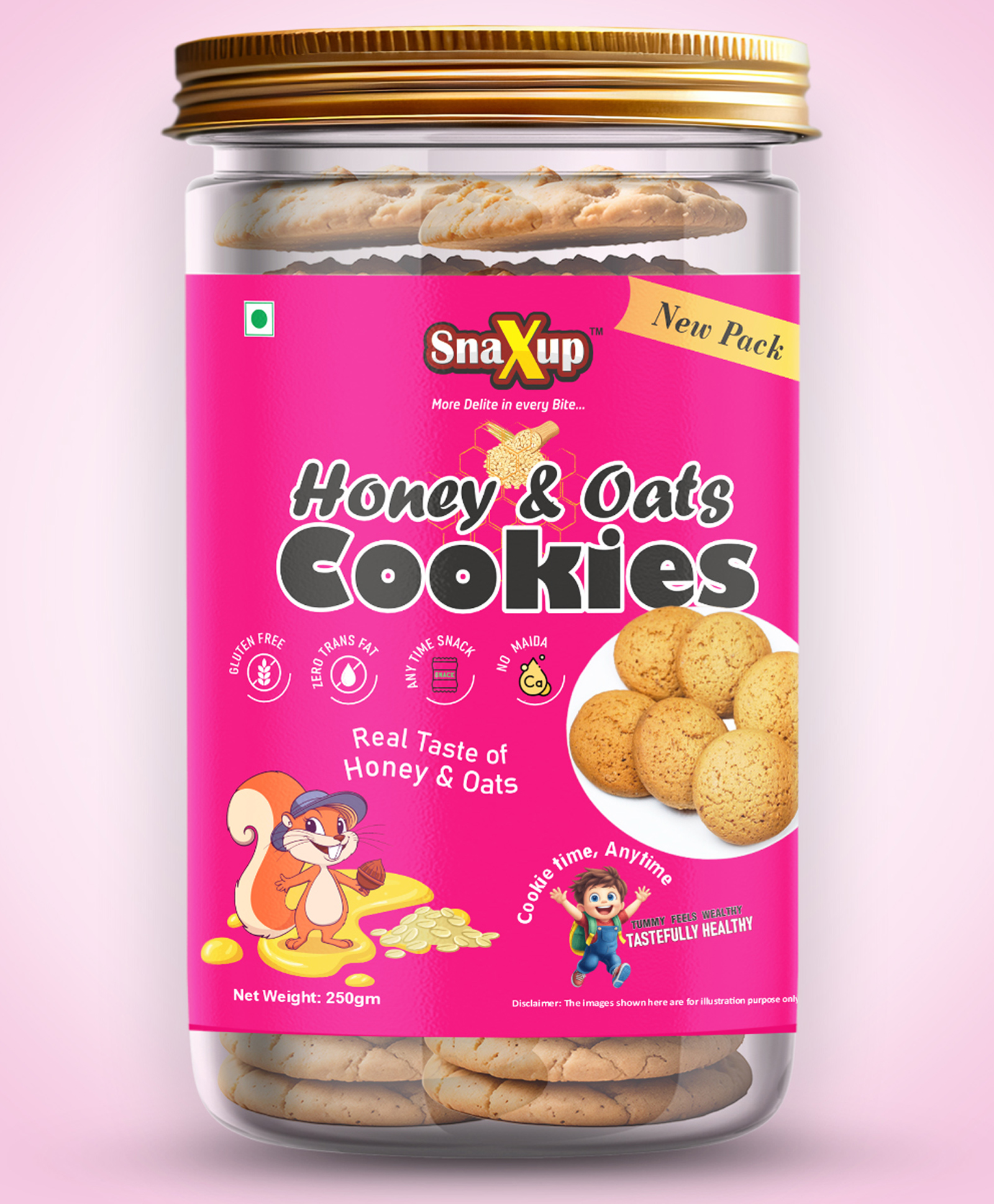 SnaXup Honey Oats Cookies Organic & Vegan 100% Natural & Preservatives Free - 250 g-image-5