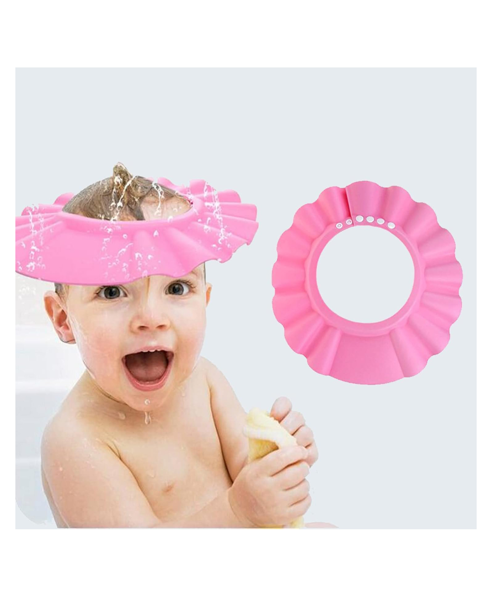 Safe-O-Kid Fit-All Shampoo HatTear-Free Bathing Protection for Kids, Soft, Adjustable No-Tears Shampoo Hat (Pink, Pack of 1)-image-11