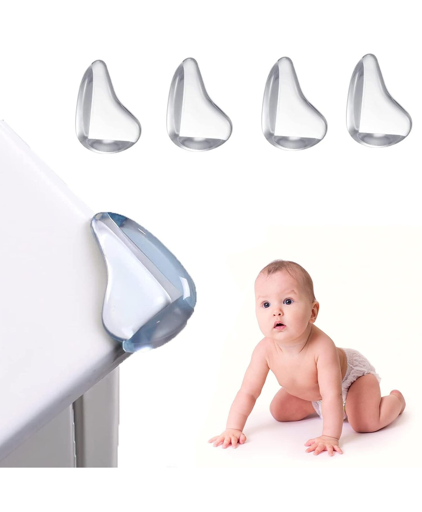 Safe-O-Kid Clear Corner ProtectorsChildproofing Furniture Safety Guards, Shock-Absorbing, Baby Proofing Corner Guards (Pack of 4)-picture-11
