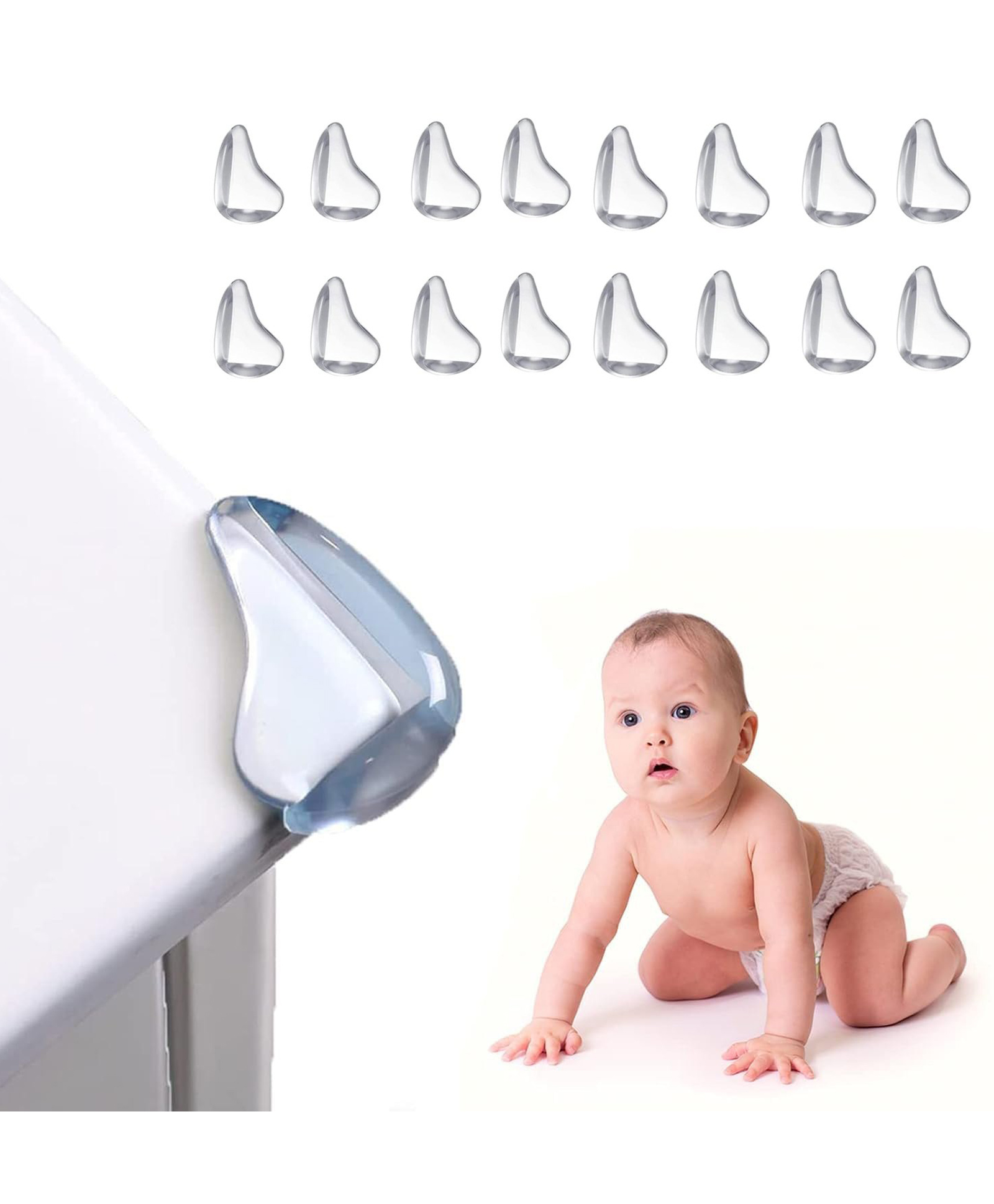 Safe-O-Kid Clear Corner ProtectorsChildproofing Furniture Safety Guards, Shock-Absorbing, Baby Proofing Corner Guards (Pack of 16)-picture-22