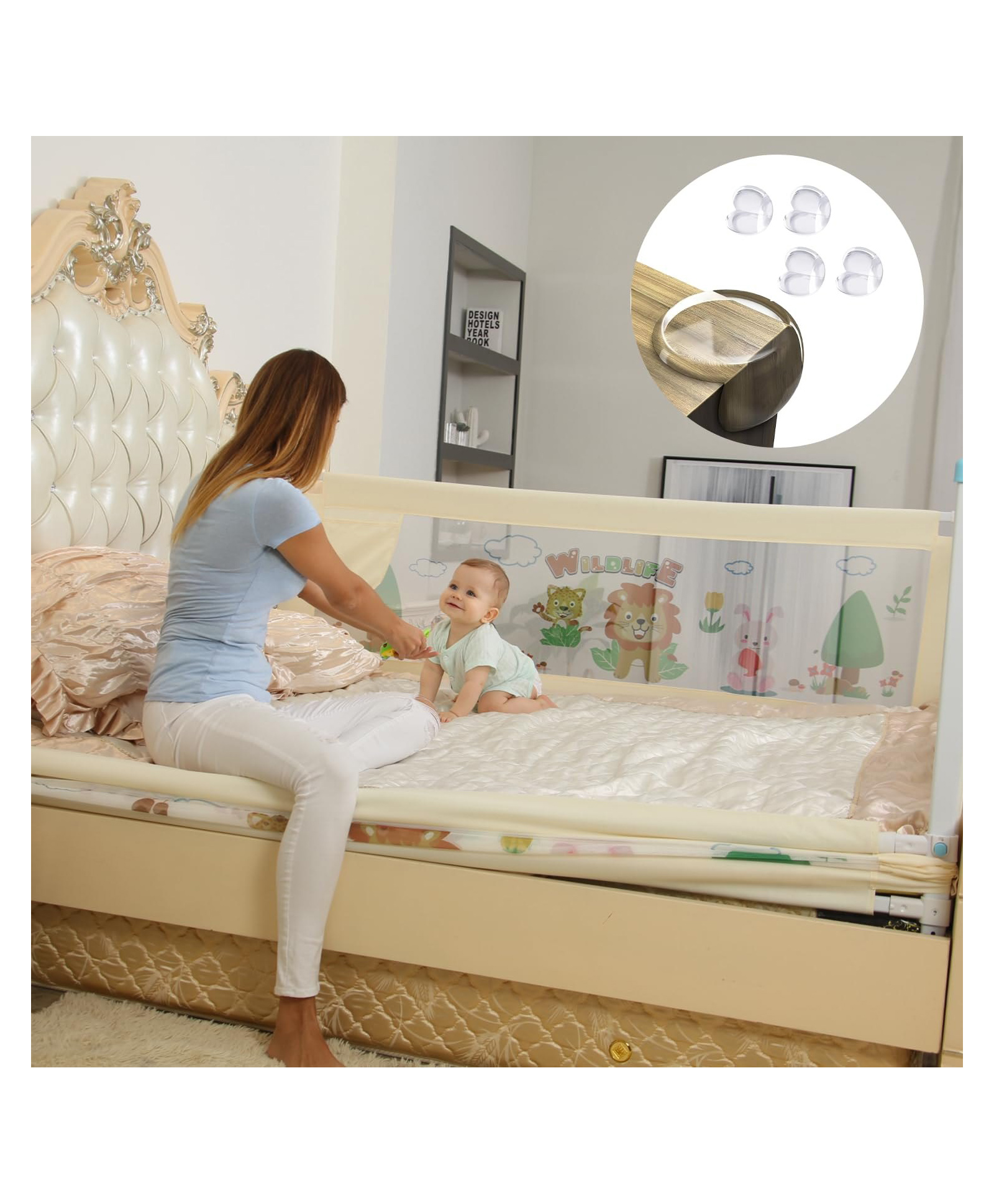 Safe-O-Kid Extra-Long Bed Rail Guard6FT Safety Barrier for Kids & Toddlers | 1-Year Warranty |BeigePack of 1-picture-47