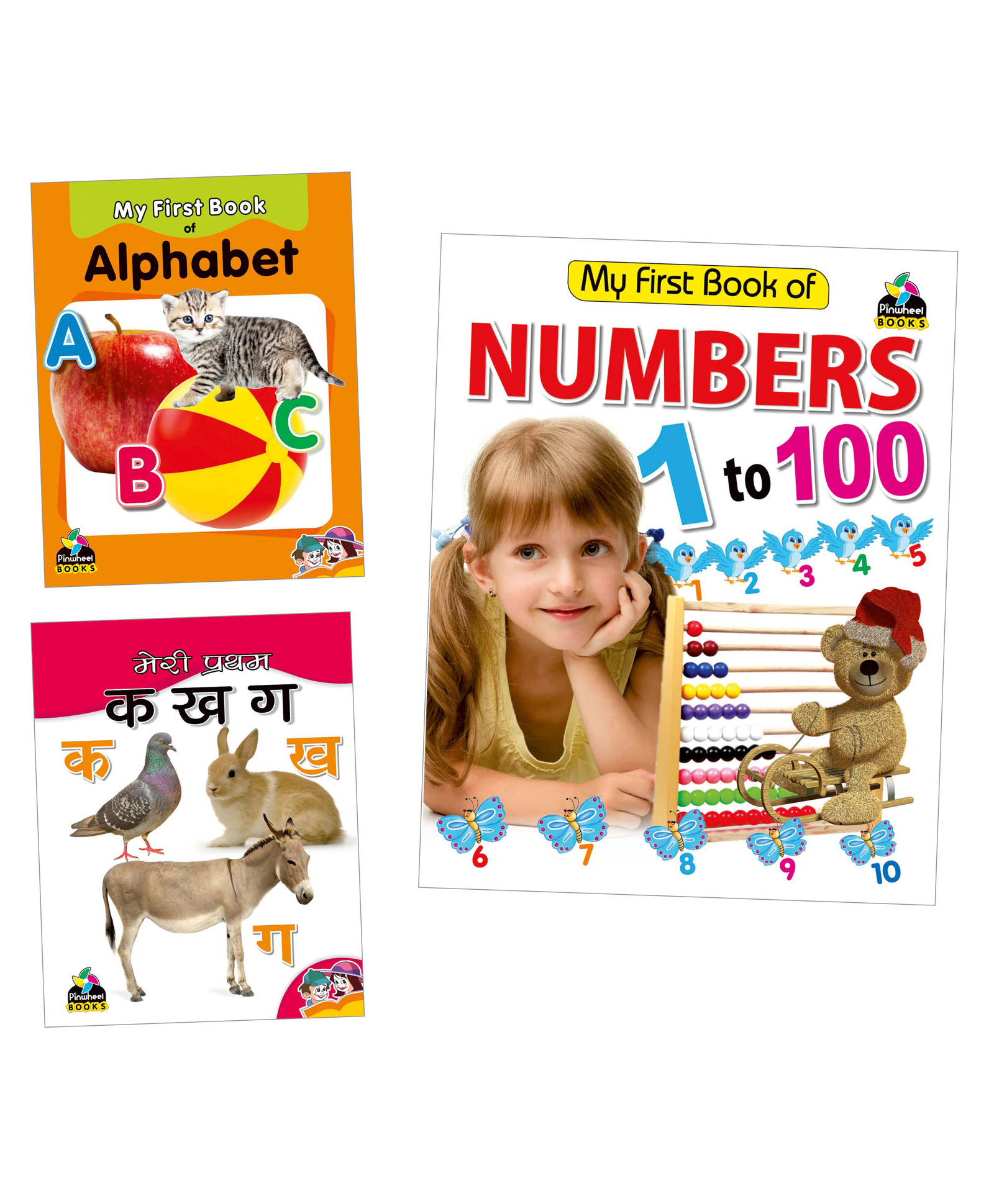 My First Books, Alphabet, Hindi Ka Kha Gha, Numbers 1 to 100,Set of 3 Books - English-image-5