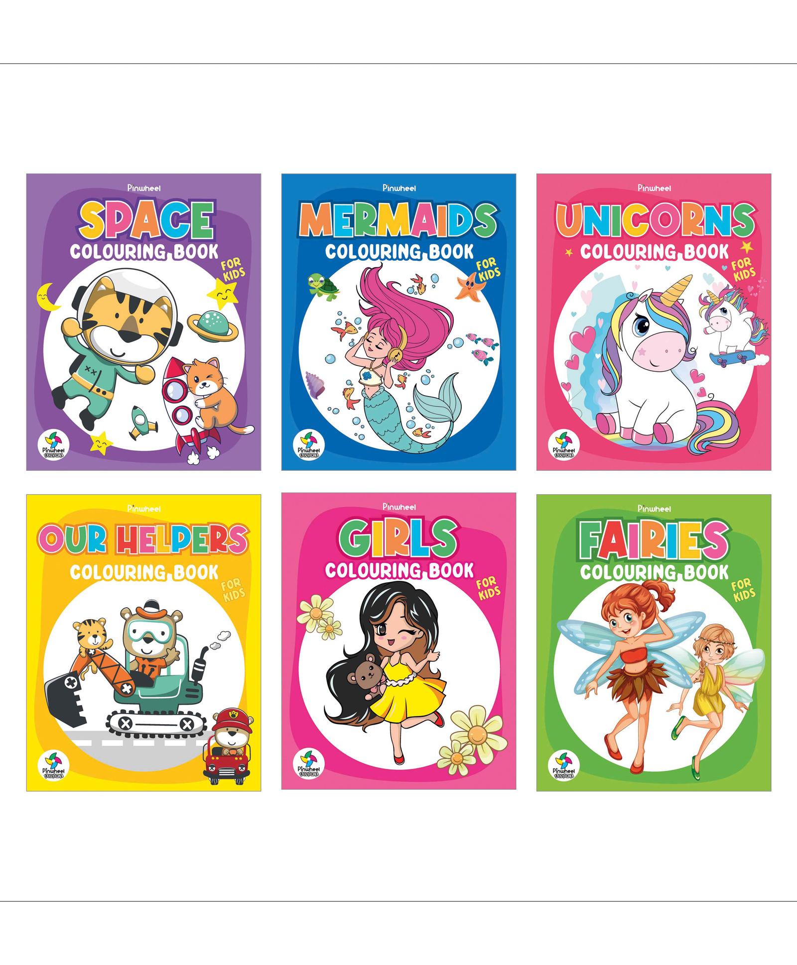 Colouring Books for Kids, Space, Mermaids, Unicorns, Girls & more, Set of 6 Books - English-image-31