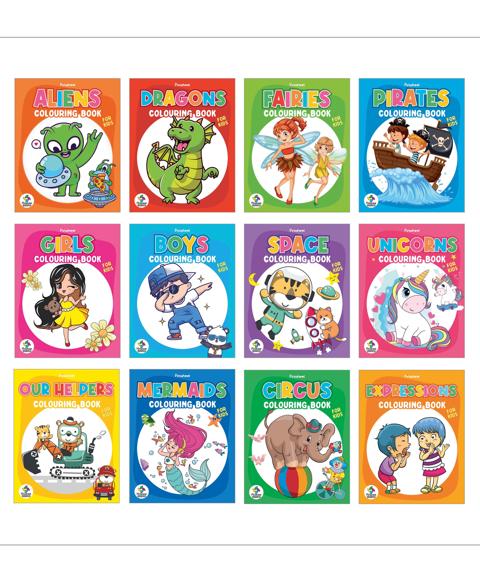 Colouring Books for Kids, Space, Pirates, Unicorns, Mermaids & more, Set of 12 Books - English-image-30