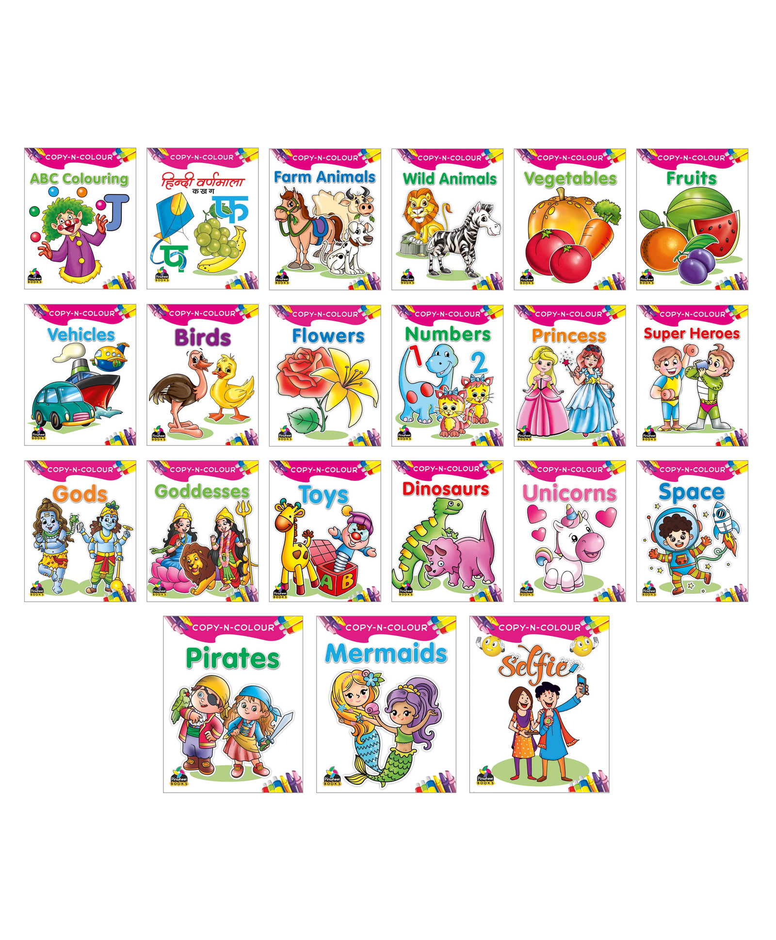 Copy N Colour, ABC Colouring, Farm Animals, Flowers, Birds & more, Set of 21 Books - English-image-39
