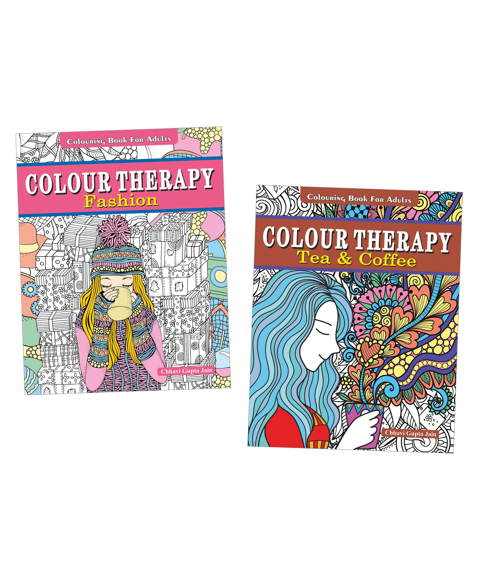 Colour Therapy Colouring Book For Adults, Fashion, Tea & Coffee, Set of 2 Books - English-image-34