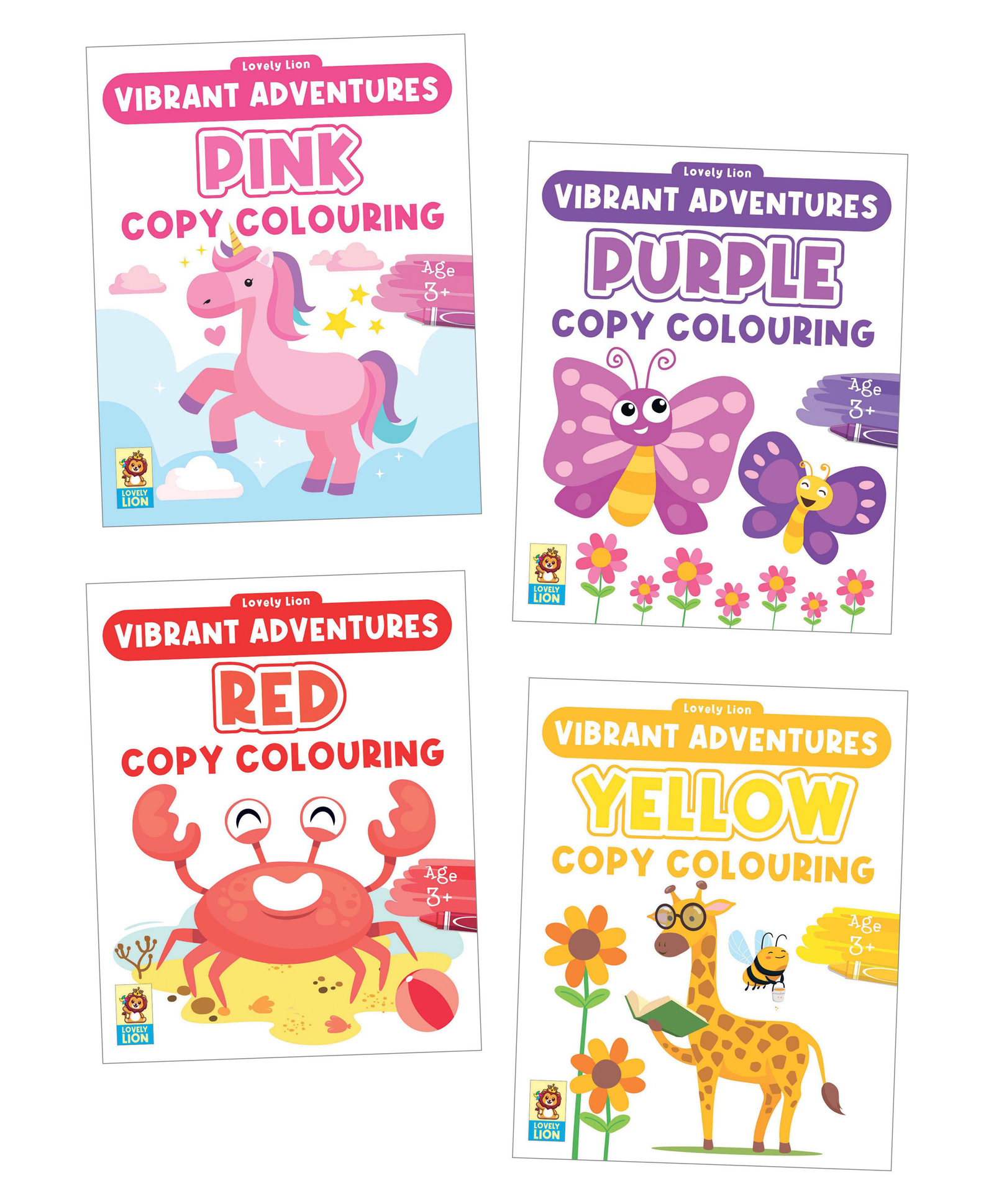 pinwheel books Vibrant Adventures Colouring Books, Pink, Purple, Red, Yellow, Set of 4 Books - English-picture-15