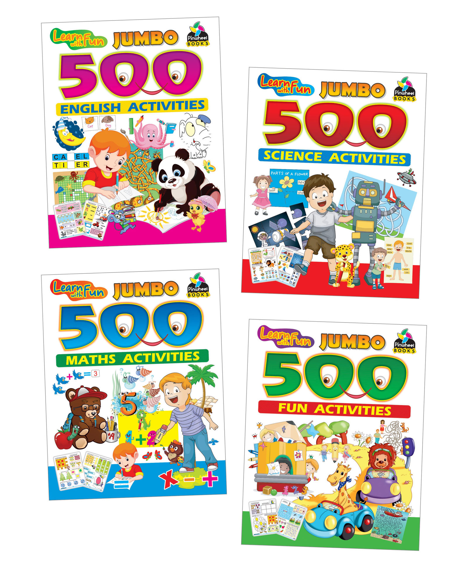 Jumbo 500 Activity Books, English, Science, Maths, Fun Activities, Set of 4 Books - English-image-41