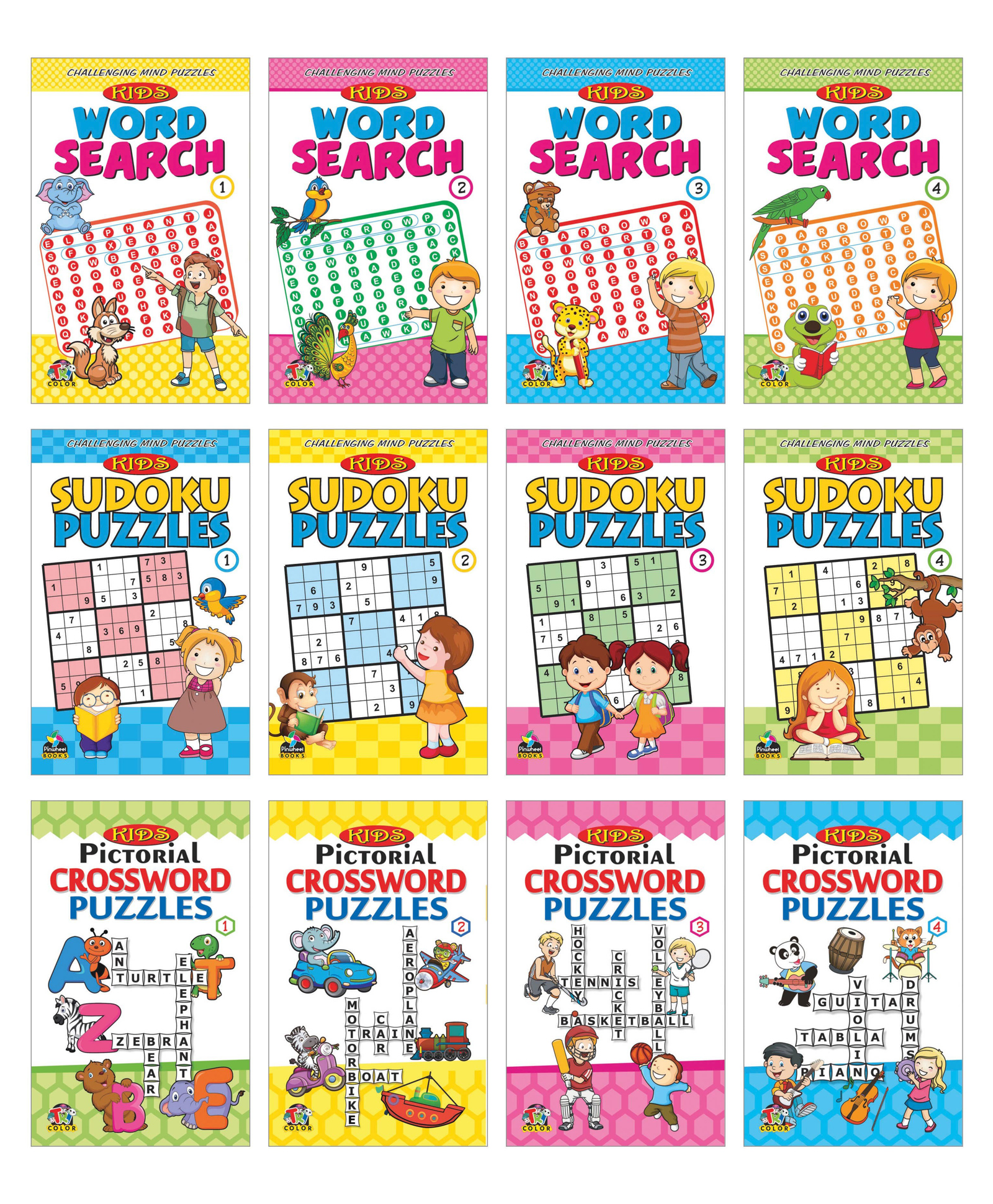 Challenging Puzzles For Kids, Word Search, Pictorial Crossword Puzzles, Sudoku Puzzles, Set of 12 Books - English-image-37