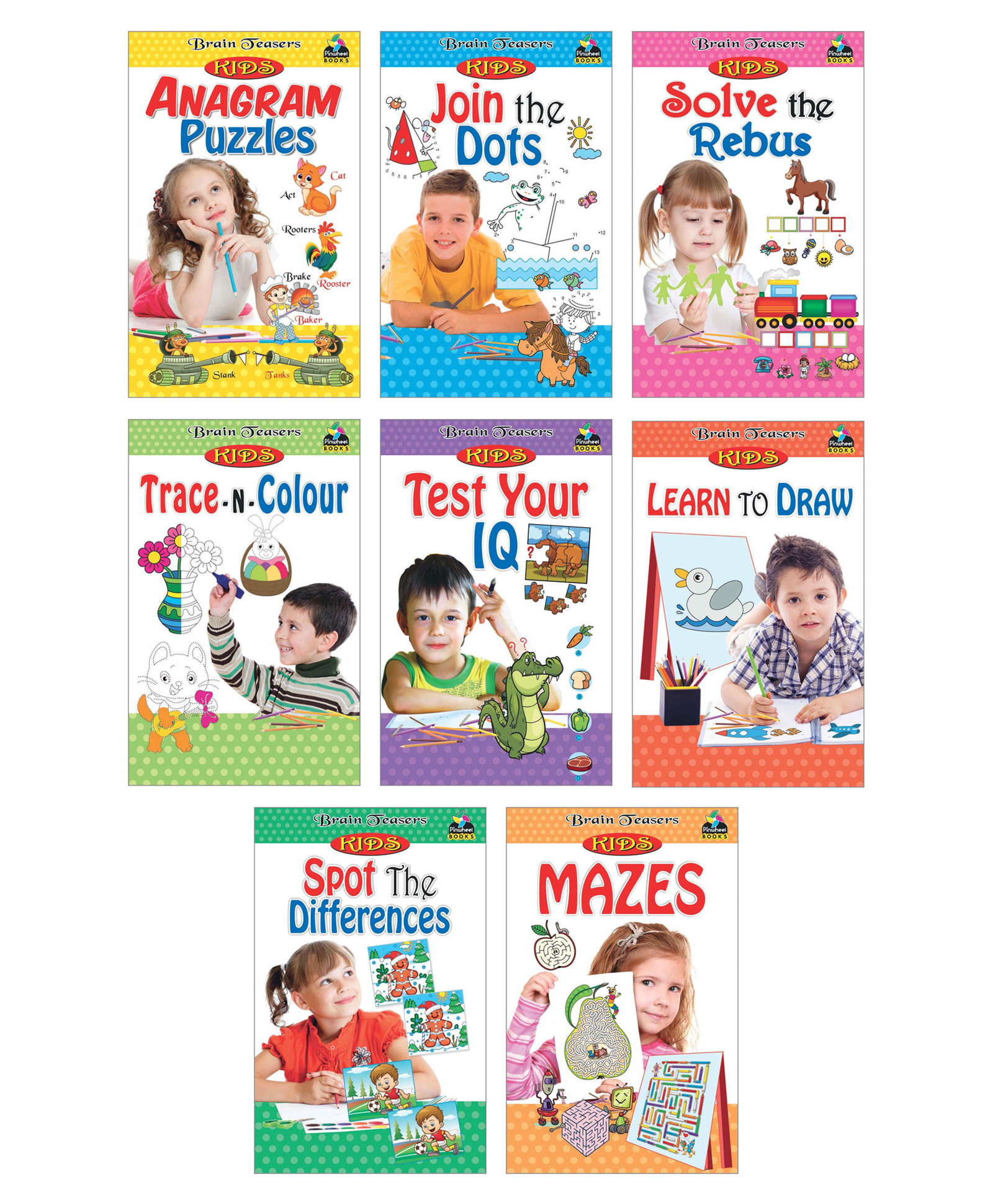 Brain Teasers For Kids, Anagram Puzzles, Join the Dots, Mazes & more, Set of 8 Books - English-image-48