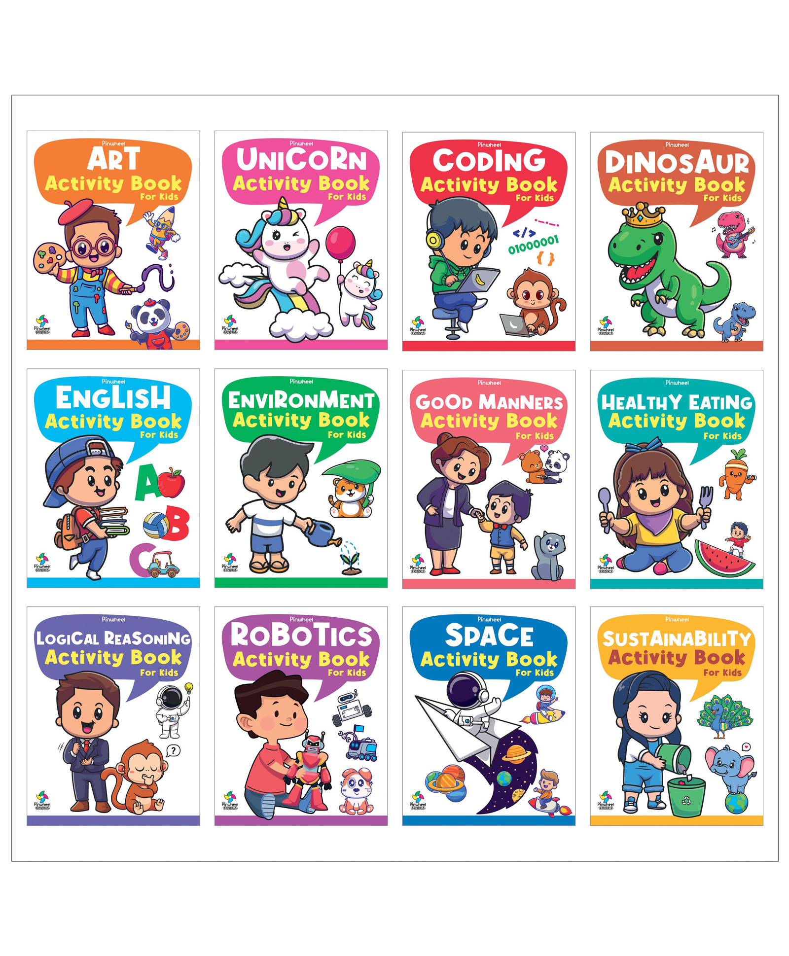 Activity Books For Kids, Art, Unicorn, Coding, Dinosaur & more, Set of 12 - English-image-38