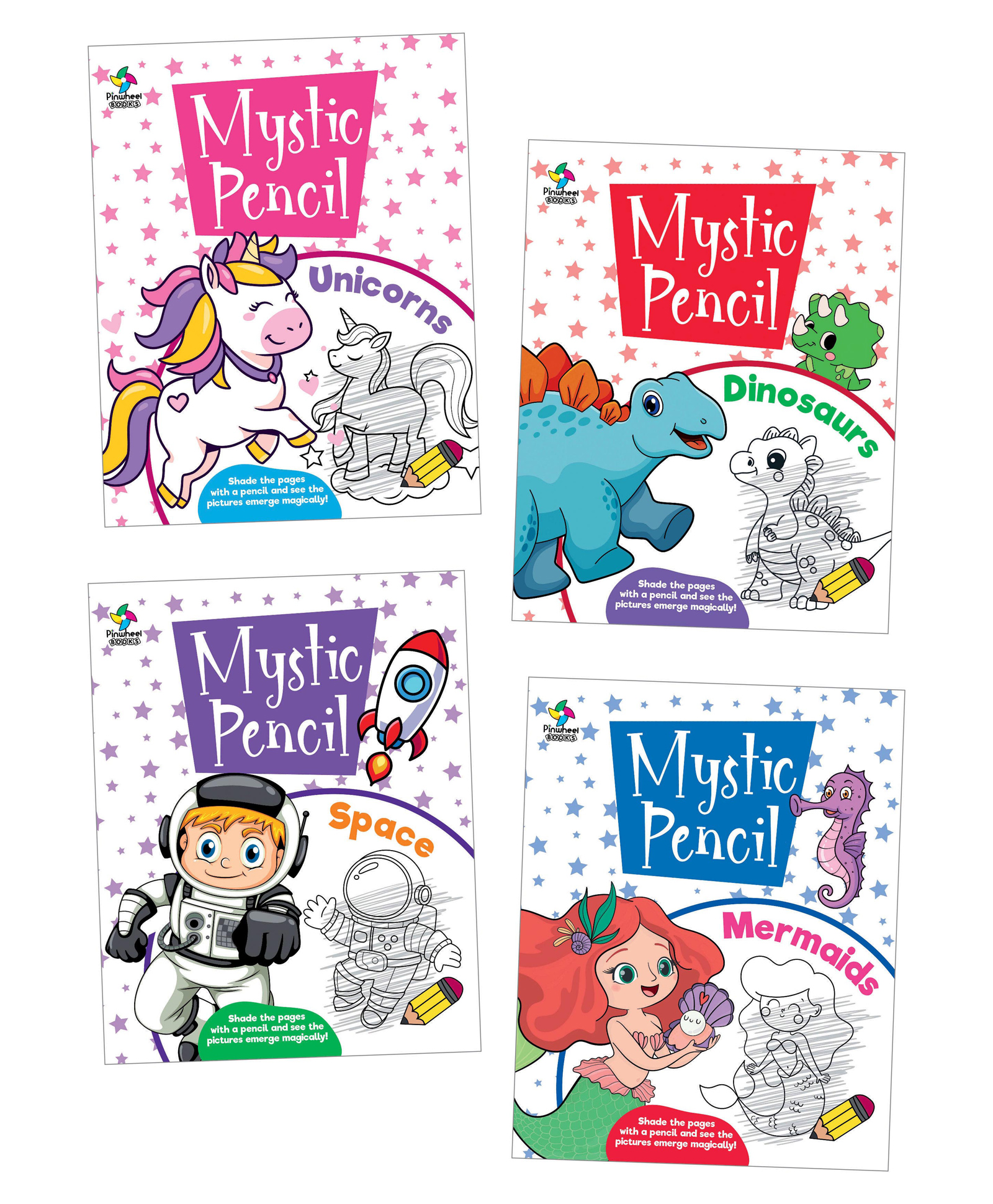 Mystic Pencil, Unicorns, Dinosaurs, Space, Mermaids, Set of 4 Books - English-image-47