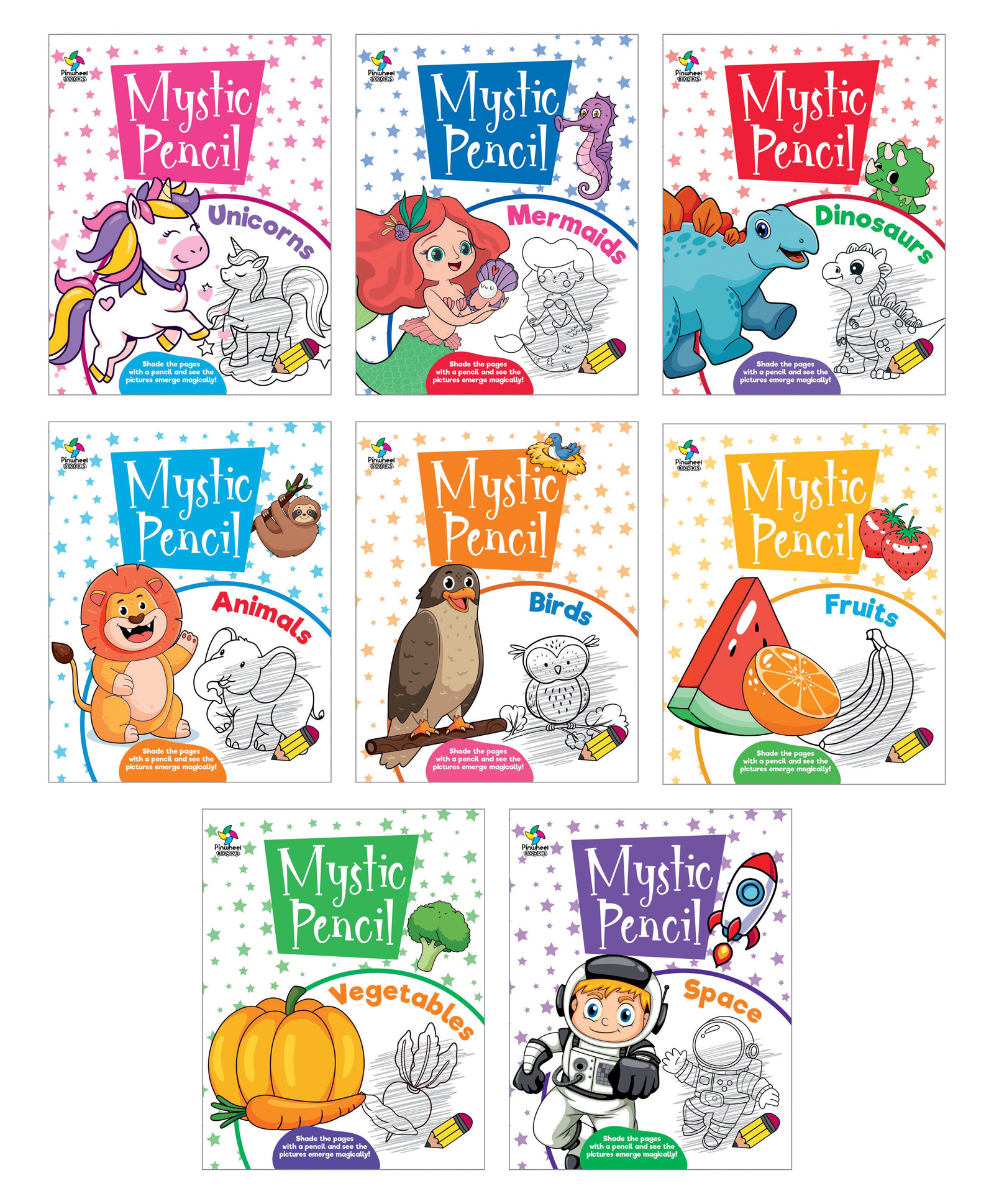 pinwheel books Mystic Pencil, Unicorns, Space, Animals, Fruits & more, Set of 8 Books - English-picture-13