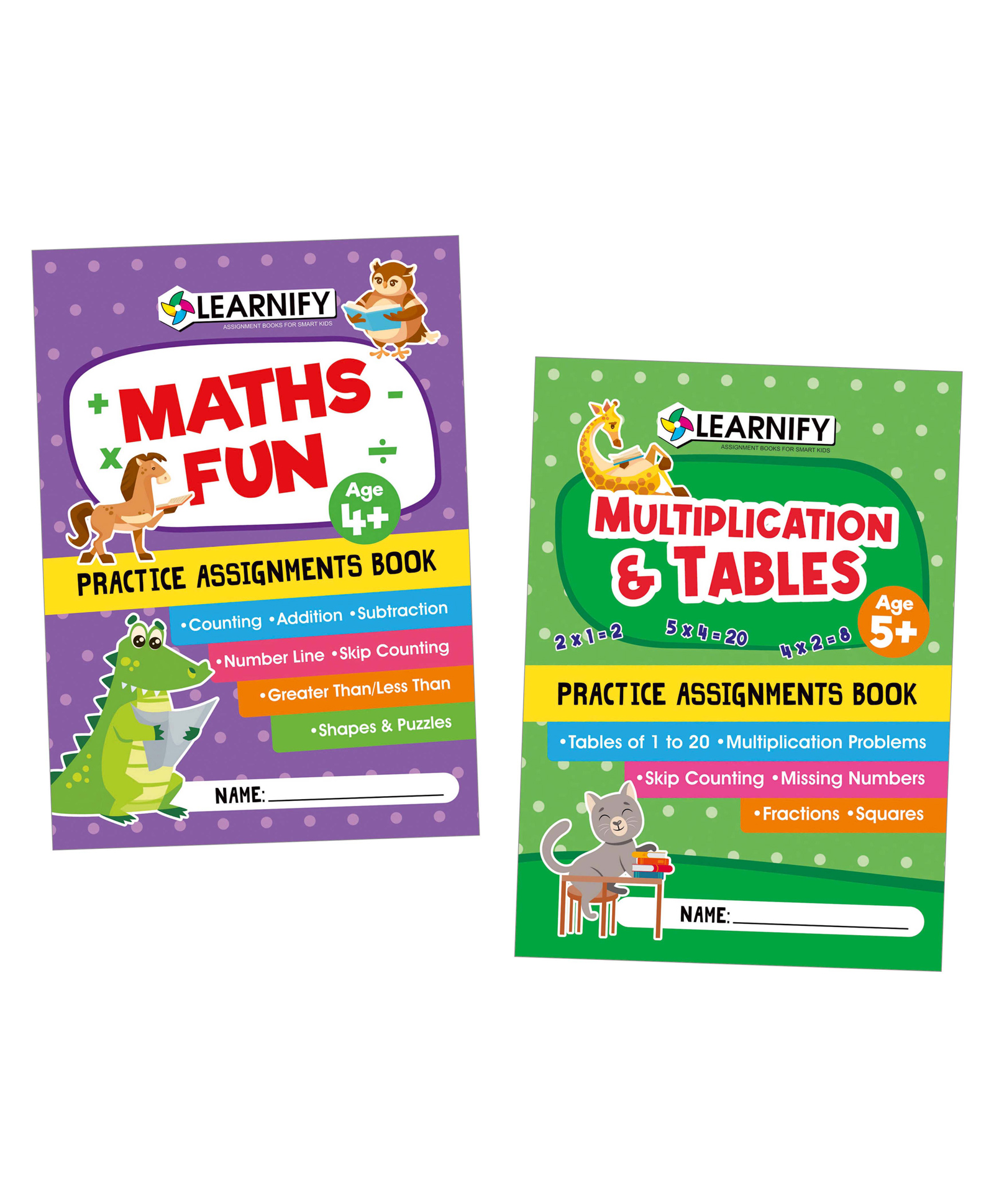 Practice Assignments Book, Maths Fun, Multiplication & Tables, Set of 2 Books - English-image-0