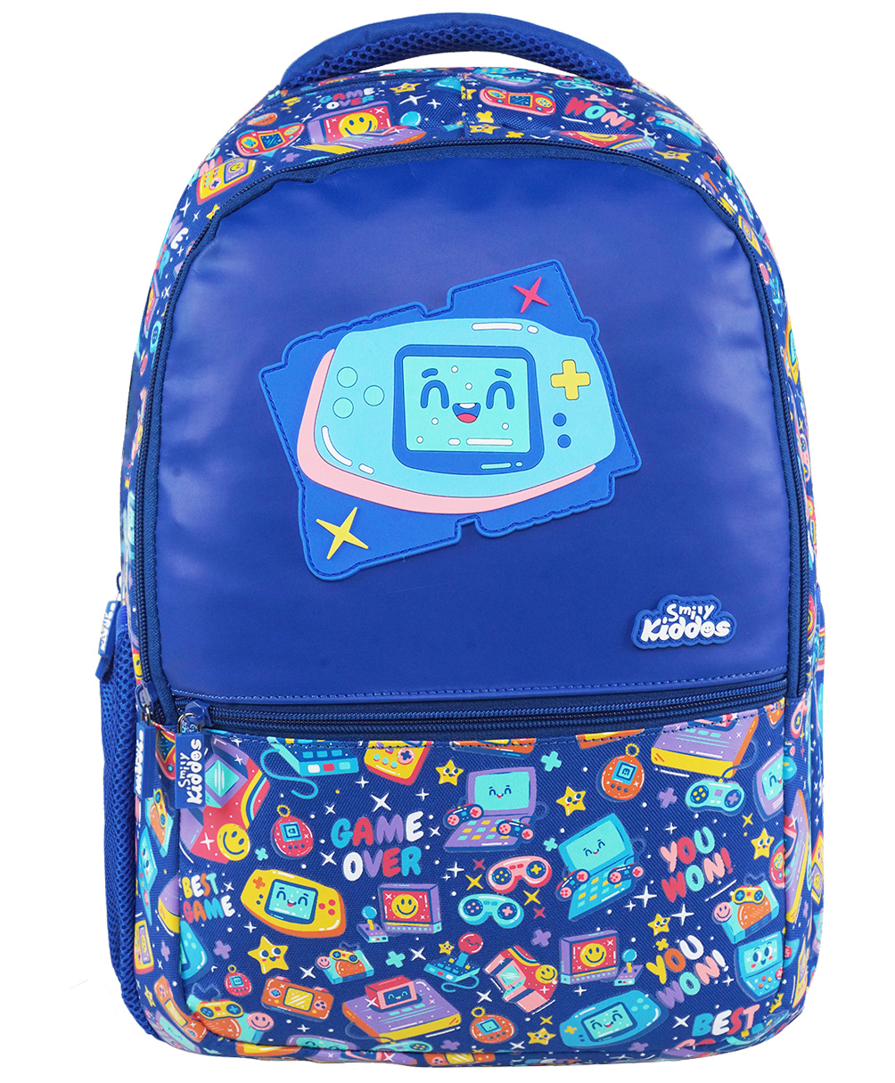 Smily Kiddos 16 Ltrs Backpack Gamer Theme Blue Height 16 Inch-image-0