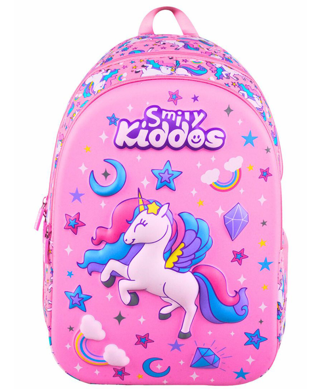 Smily Kiddos 19 inch Eva Shell Backpack Sky Unicorn Theme Pink-image-12