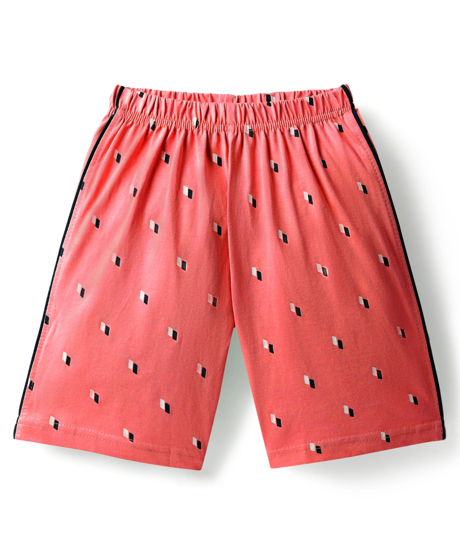 Taeko Single Jersey Knit Knee Length Shorts with Print & Tape Detailing - Red-picture-17