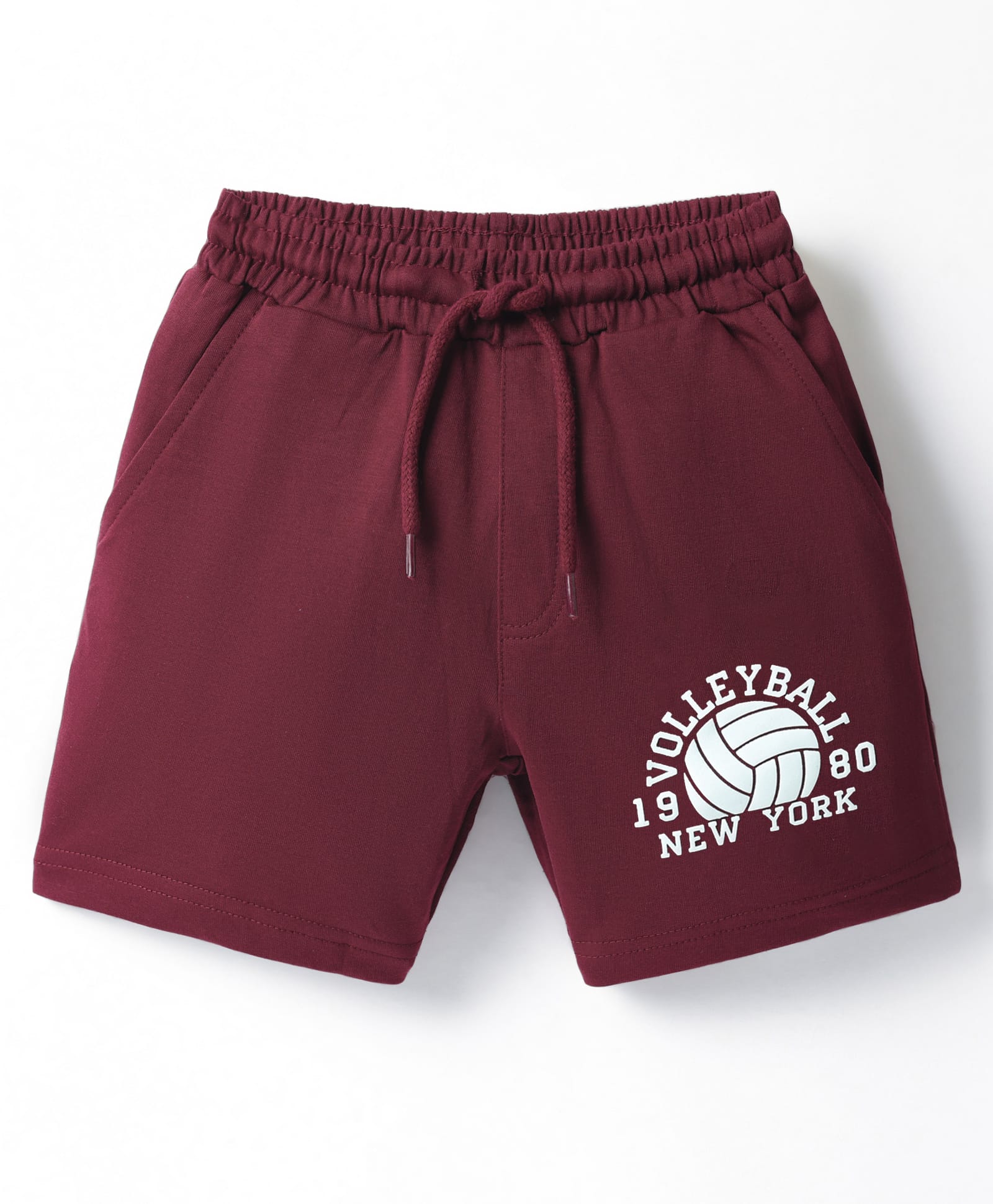 Taeko Looper Knit Knee Length Shorts With Text Print - Maroon-picture-13