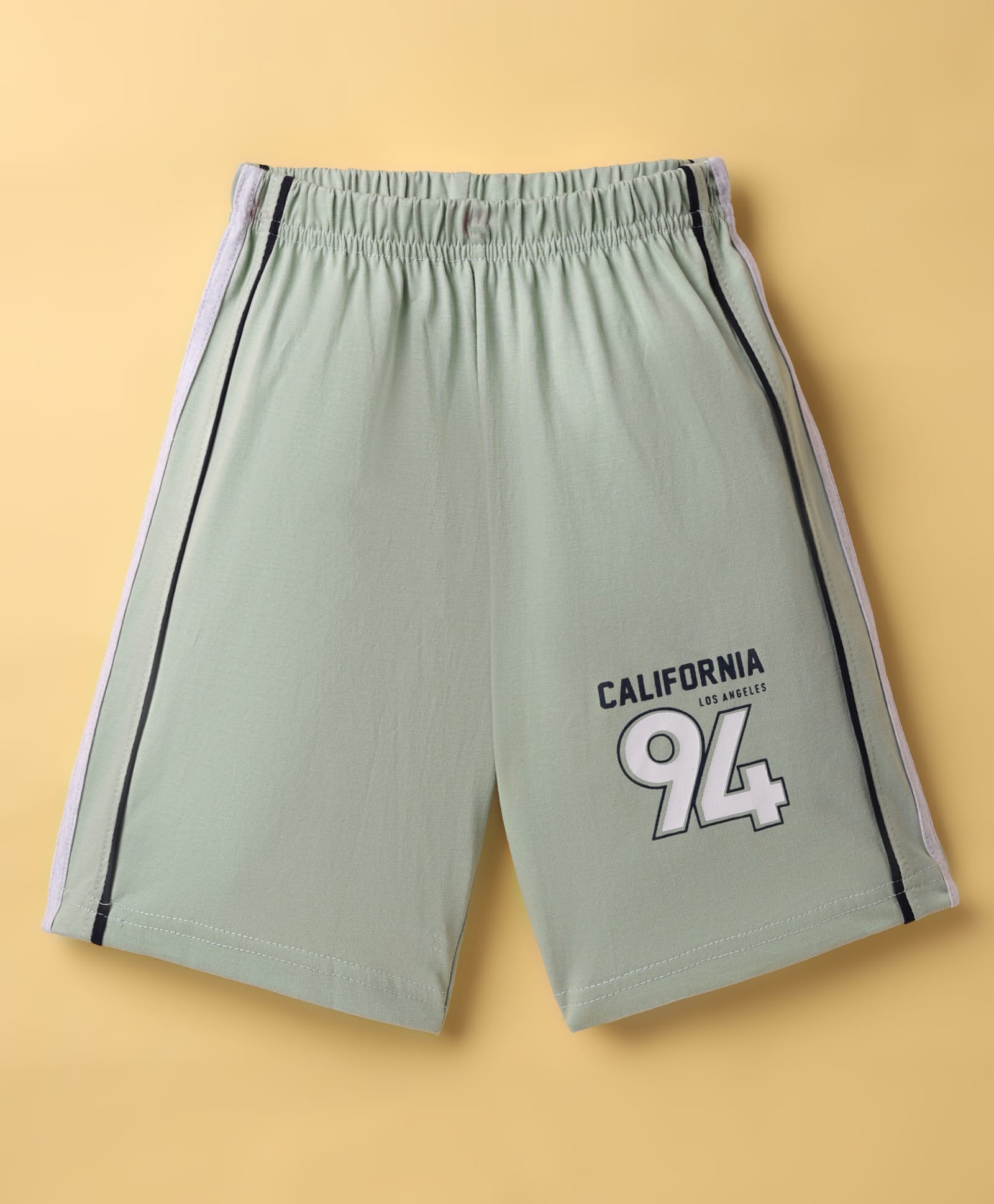 Taeko Single Jersey Knit Knee Length Shorts With Text Print - Olive Green-image-27