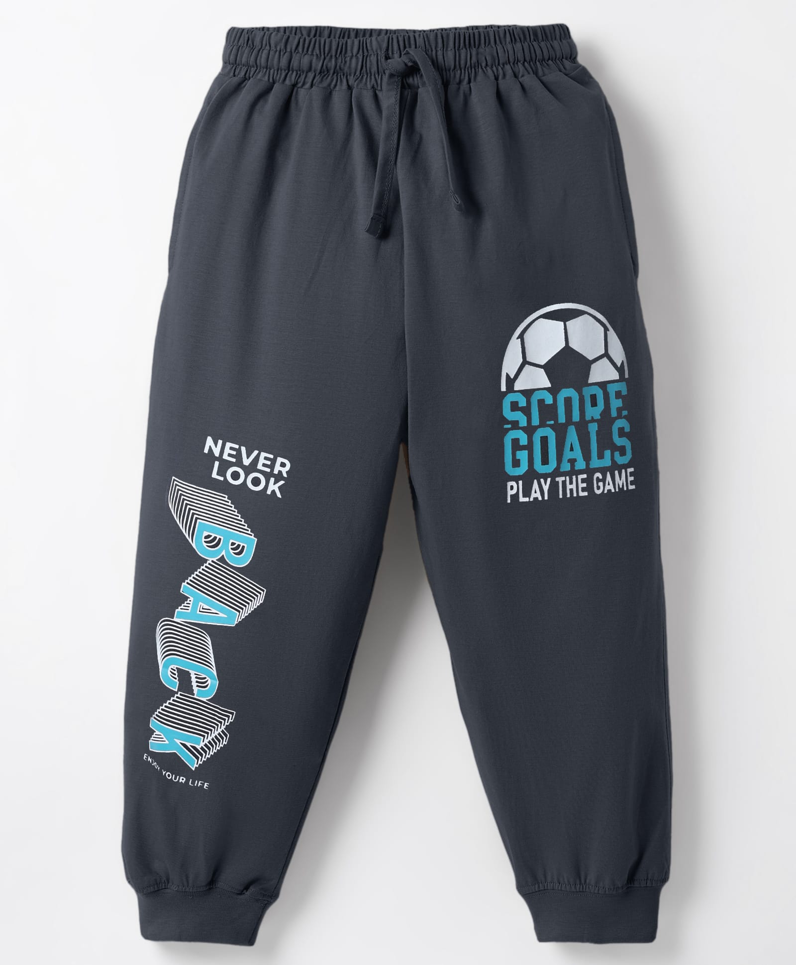 Taeko Single Jersey Knit Full Length Lounge Pant Football Print - Black-image-32