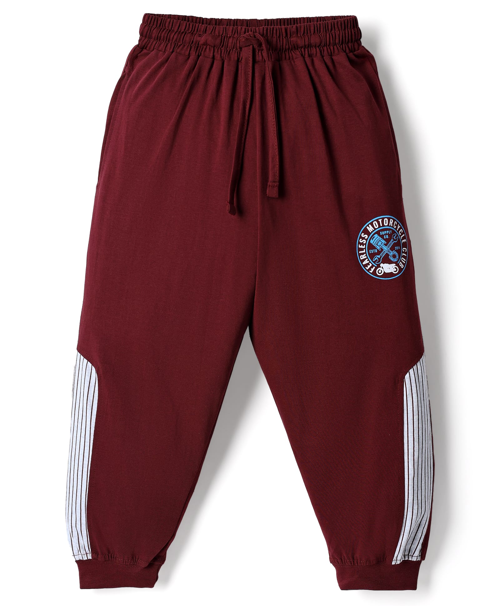 Taeko Single Jersey Knit Full Length Cut & Sew Lounge Pants With Text Prints - Maroon-picture-20