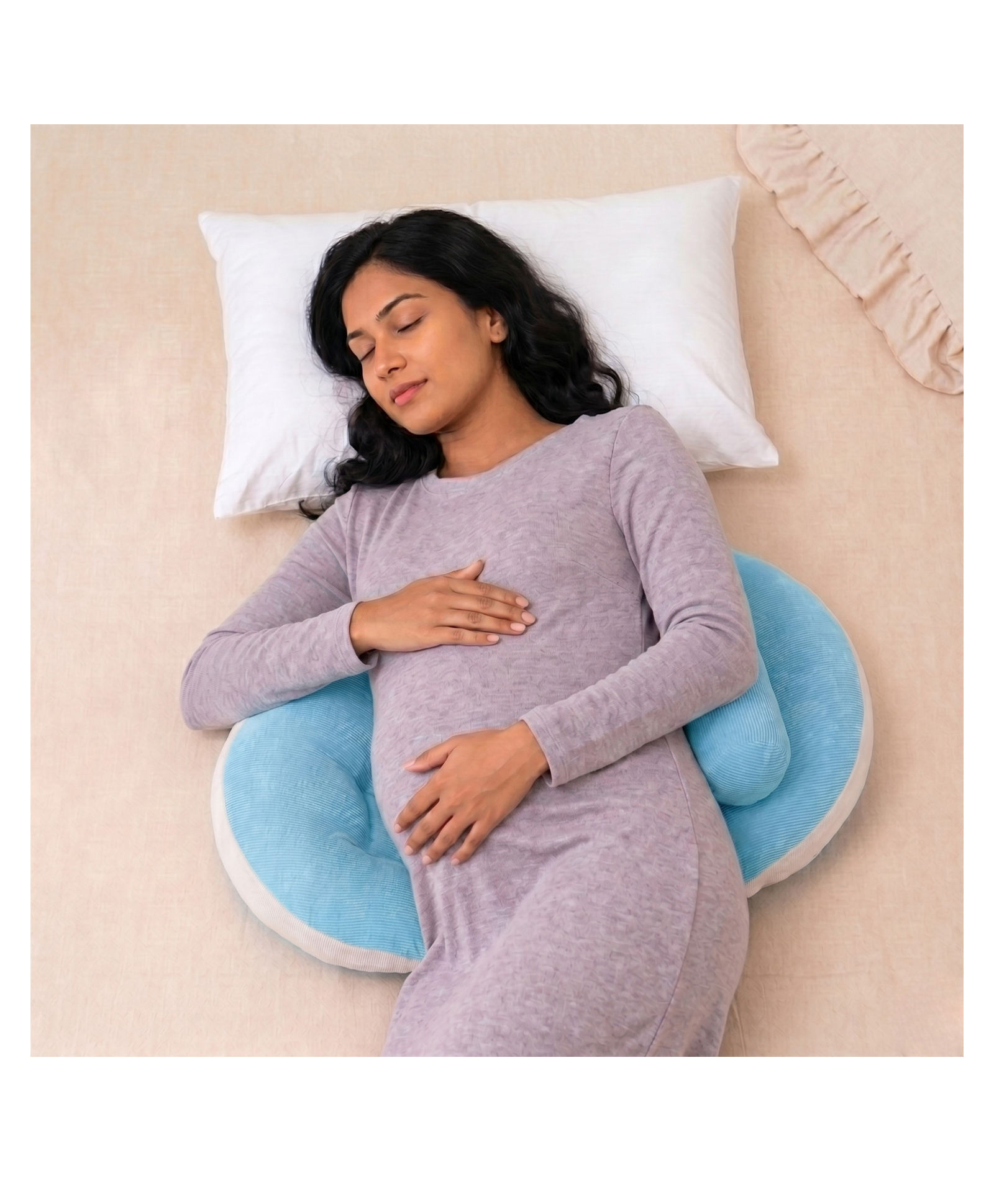 Bembika Pregnancy Pillow Adjustable U Shaped Pregnancy Pillow for Belly and Back Support, Maternity Body Pillow for Side Sleeping, Compact Pregnancy Support Pillow for Comfort(Pink)-image-23